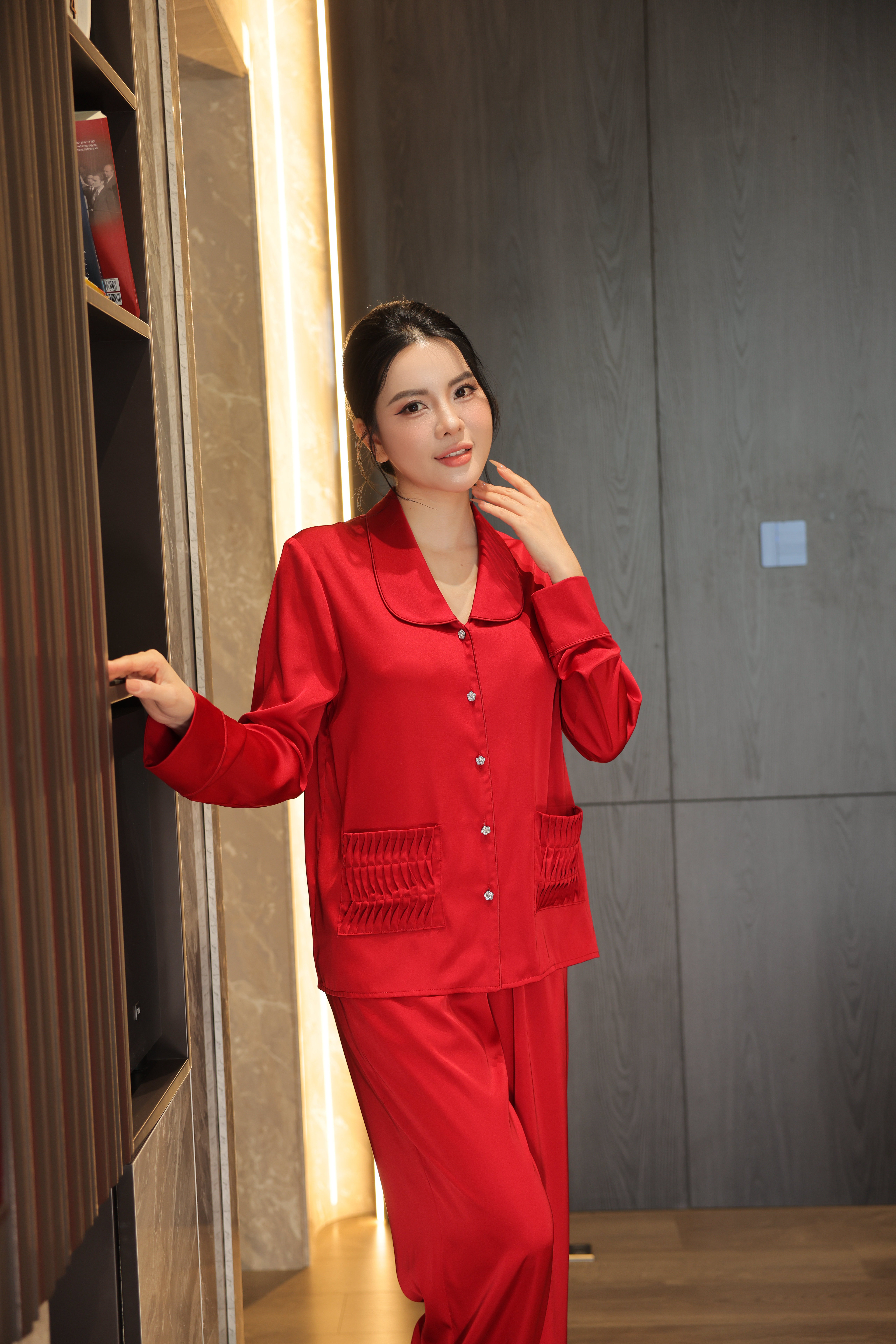 Bộ Lụa Áo Dài Tay, Quần Dài BN672_thumbnail_7