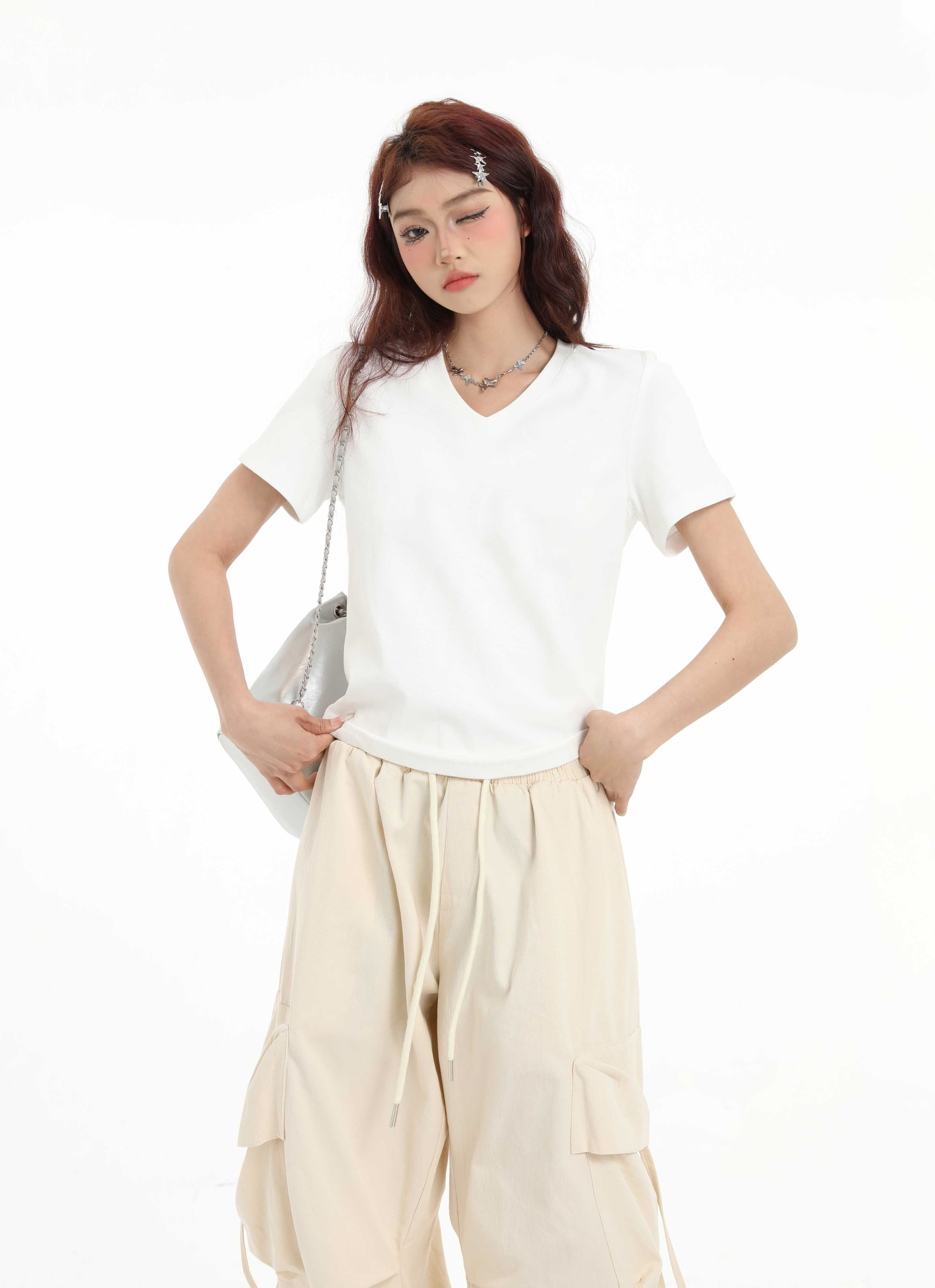 Áo thun baby tee cổ tim form ôm ABCTT01 Miucho vải cotton co giản thoáng mát in basic_thumbnail_2