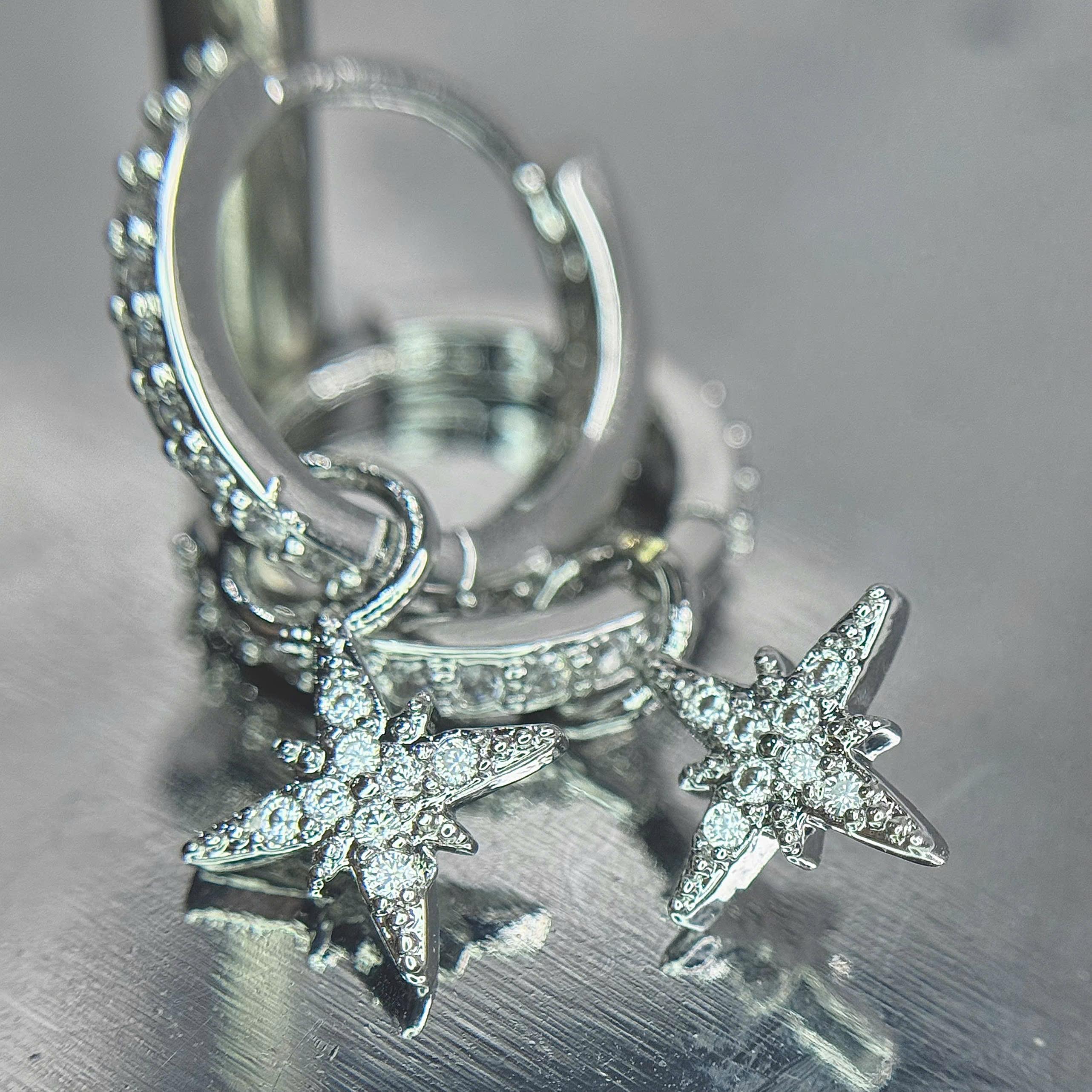 Khuyên vòng kiểu đá trắng ngôi sao rơi hợp kim_thumbnail_2