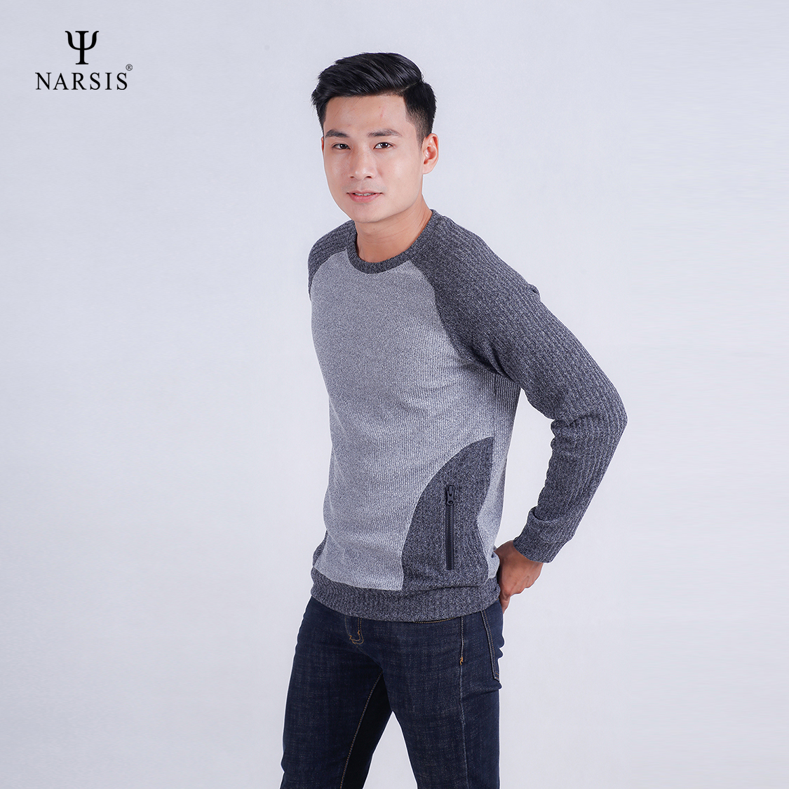 ÁO NAM THU ĐÔNG D7054 NARSIS VẢI LEN COTTON ẤM ÁP, THOÁNG MÁT, GIỮ ẤM TỐT, MỀM MẠI_thumbnail_0