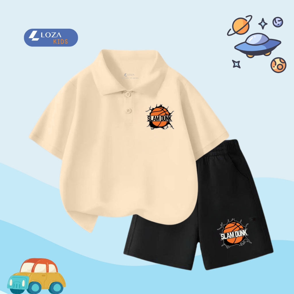 Bộ đồ Polo bé trai in hình Bóng rổ - Loza Kids BO344_thumbnail_4