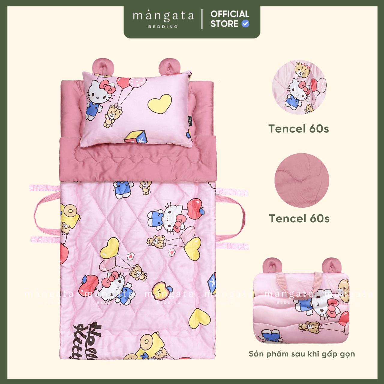 Mẫu Kitty bóng bay - Bộ chăn gối gấp gọn đi học 