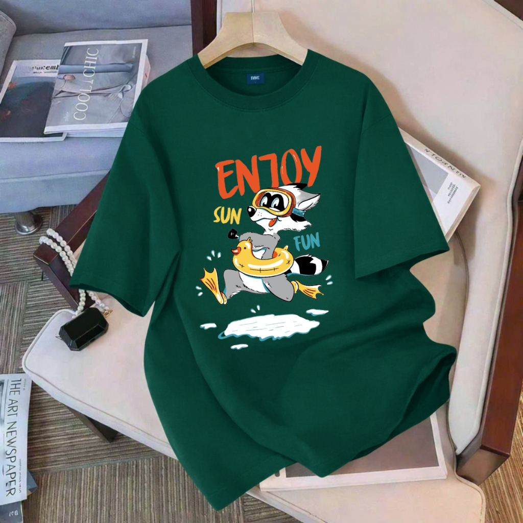 Áo thun unisex UX30-1184 ENJOY cáo đeo phao vịt dáng oversized local brand WETEE_thumbnail_5