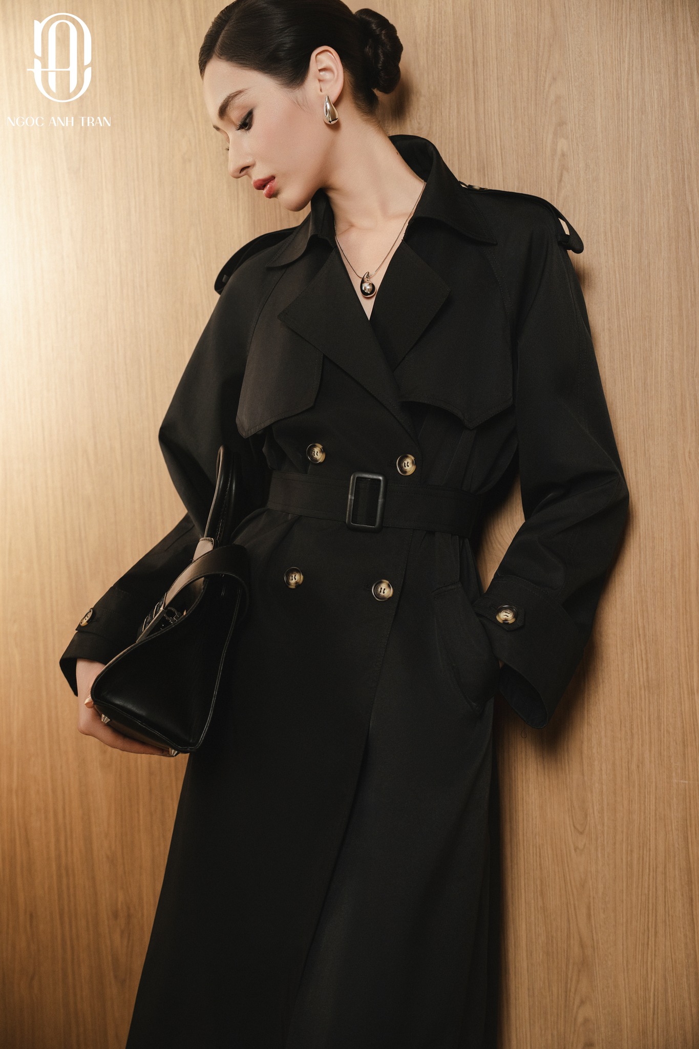 MTD26 BLACK - Măng tô dáng dài màu đen