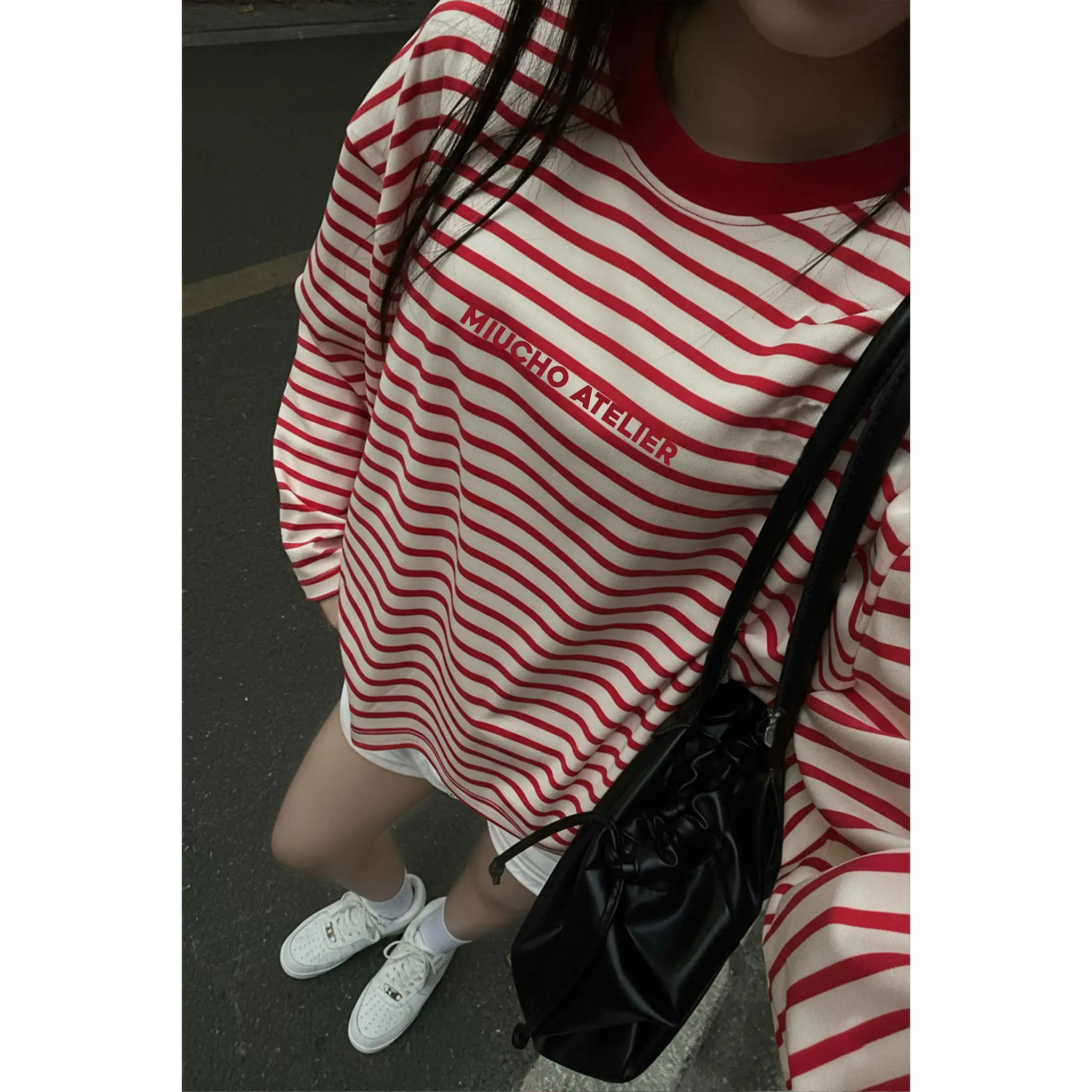 Áo thun boxy tay dài Miucho vải thun rib thoáng mát mềm mại cổ tròn Chill Vibes Only in mix 2695_thumbnail_3