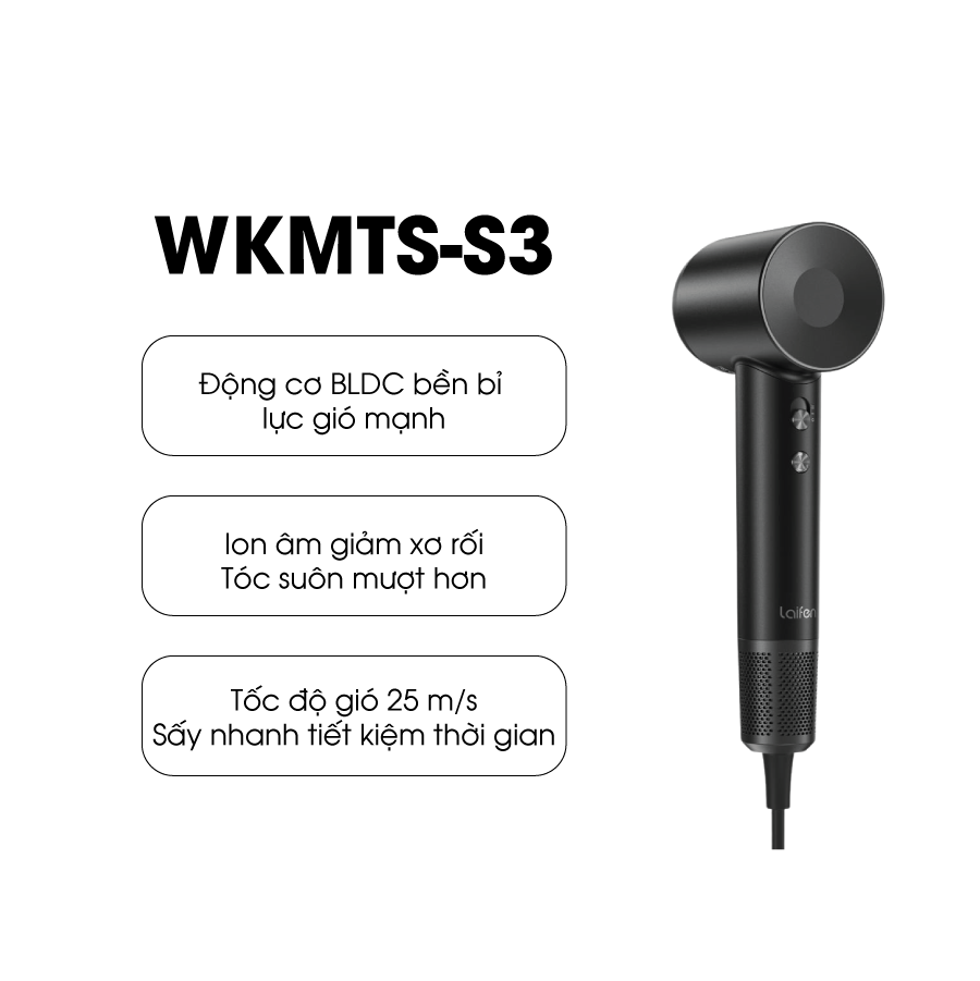 MÁY SẤY TÓC CÔNG SUẤT CAO CHĂM SÓC TÓC CHUẨN SALON WINKI WKMST-S3 - WKMST-S3