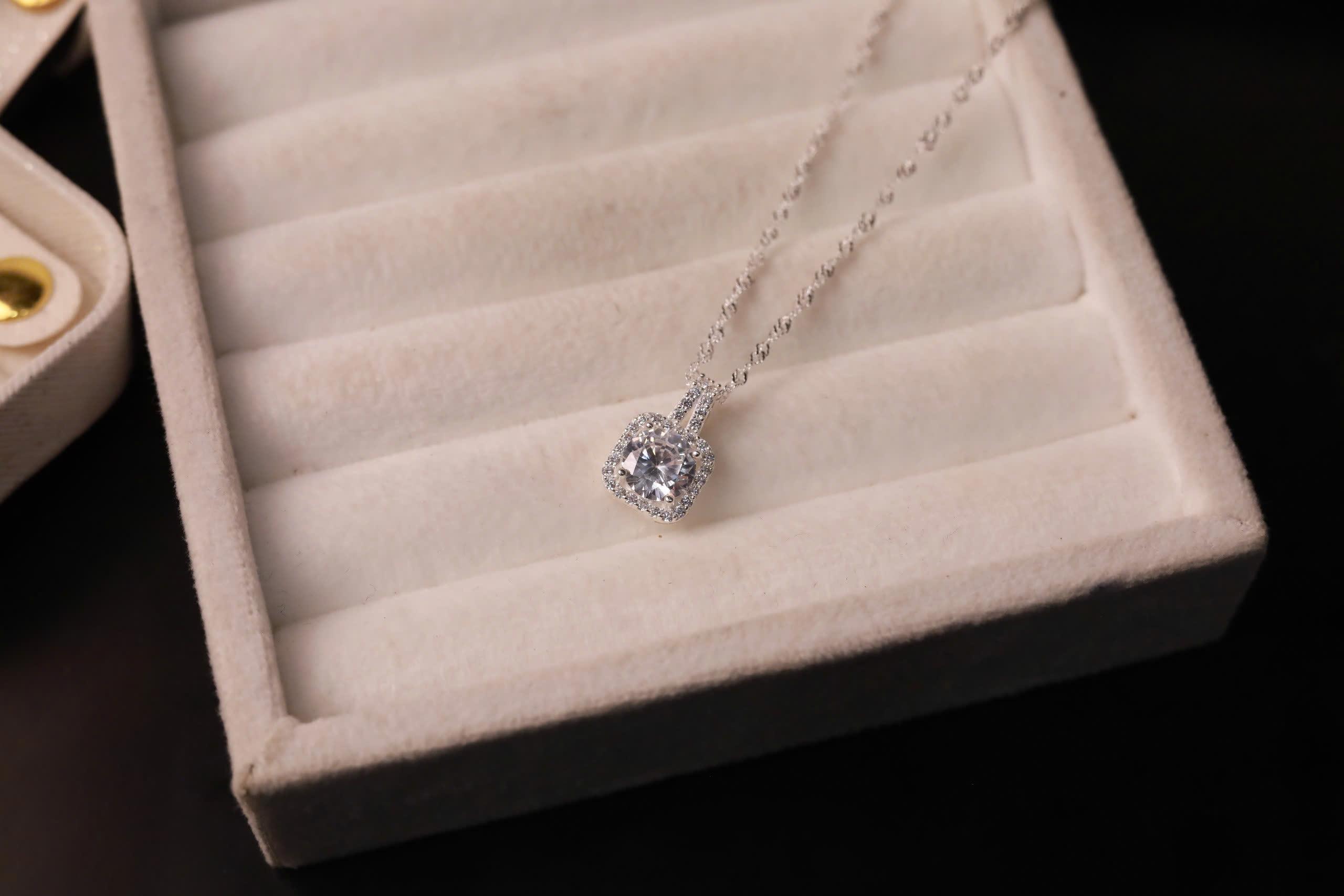 Vòng cổ bạc đá tròn dây mì xi bạch kim_thumbnail_2