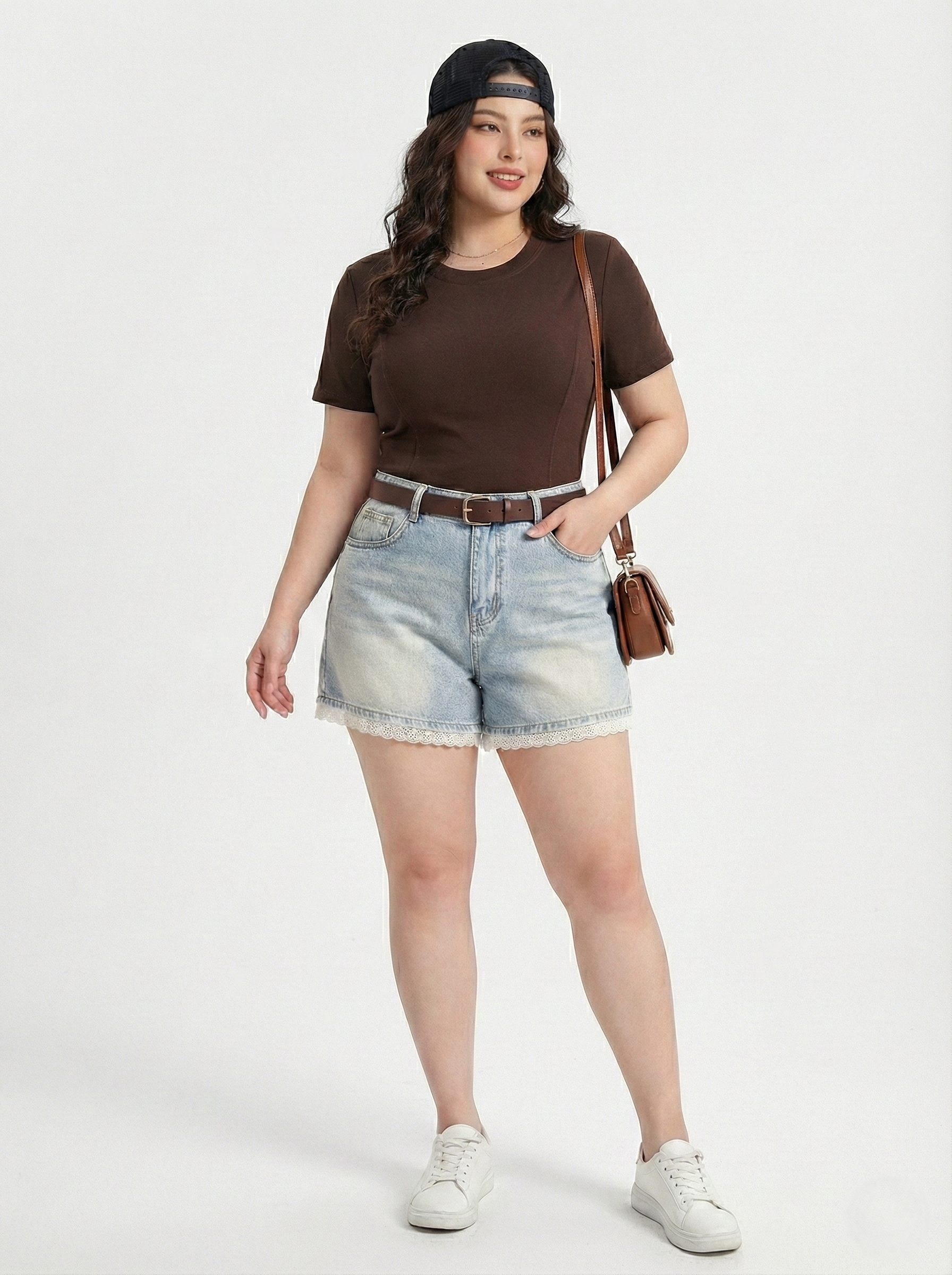 Quần short jean phối ren bigsize QSJ1309 dành cho nàng béo mập từ 55-90kg