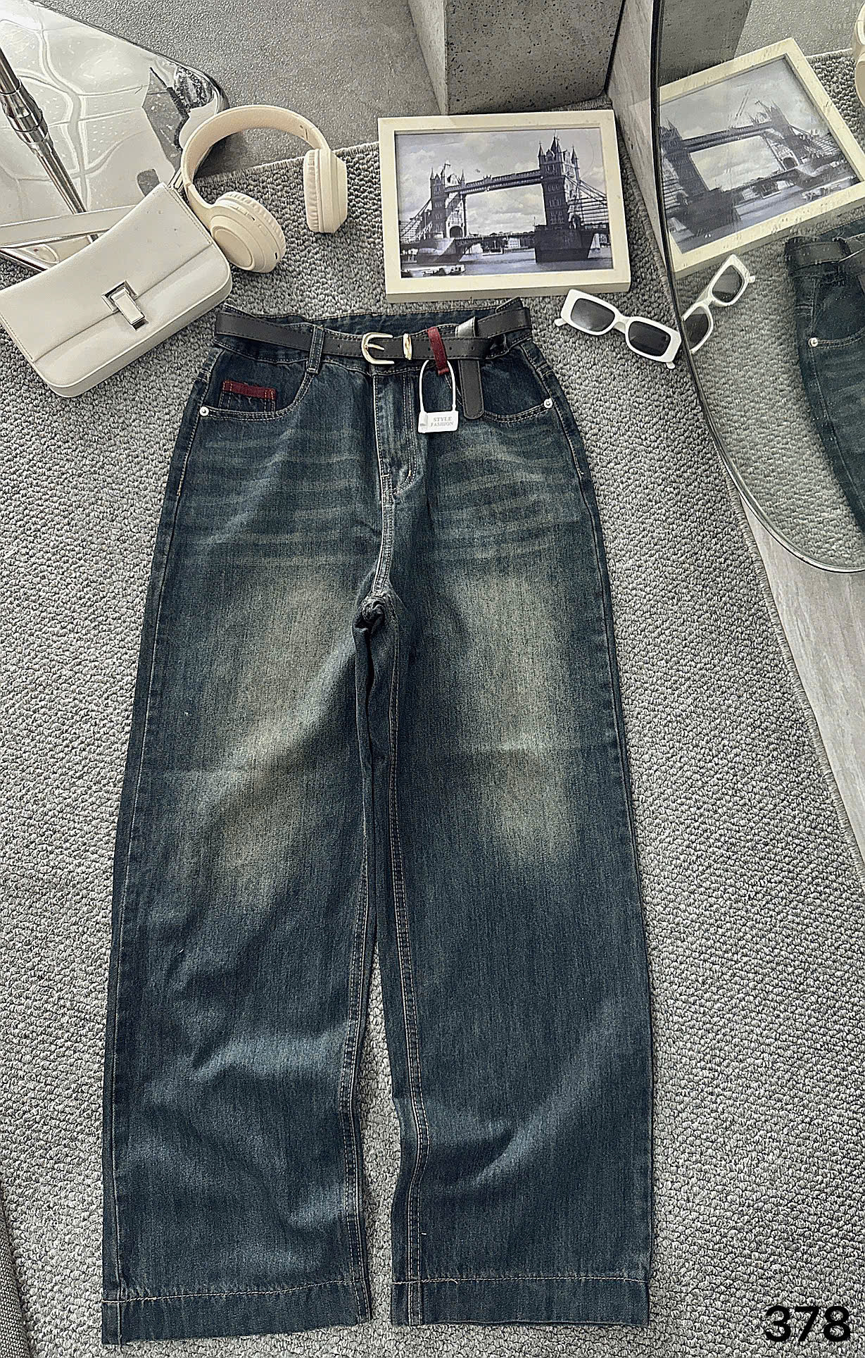 Quần jean suông đai kiểu bigsize QJ378 dành cho nàng béo mập từ 55-90kg_thumbnail_5