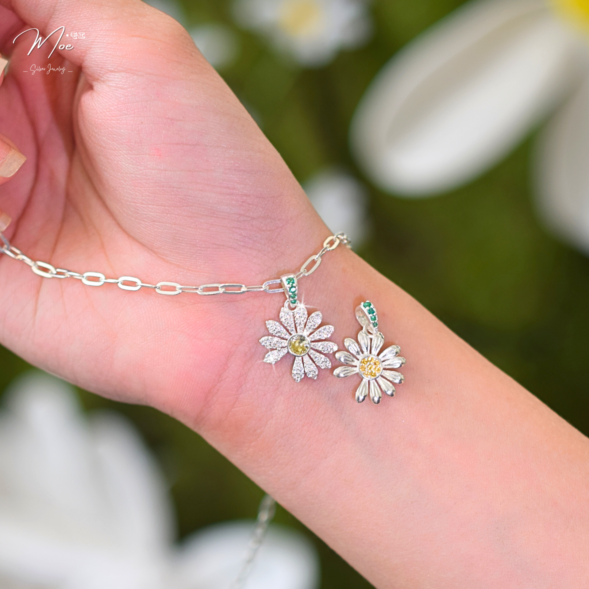 D266 - Dây chuyền hoa cúc G.D bản trơn/ đính đá_thumbnail_1