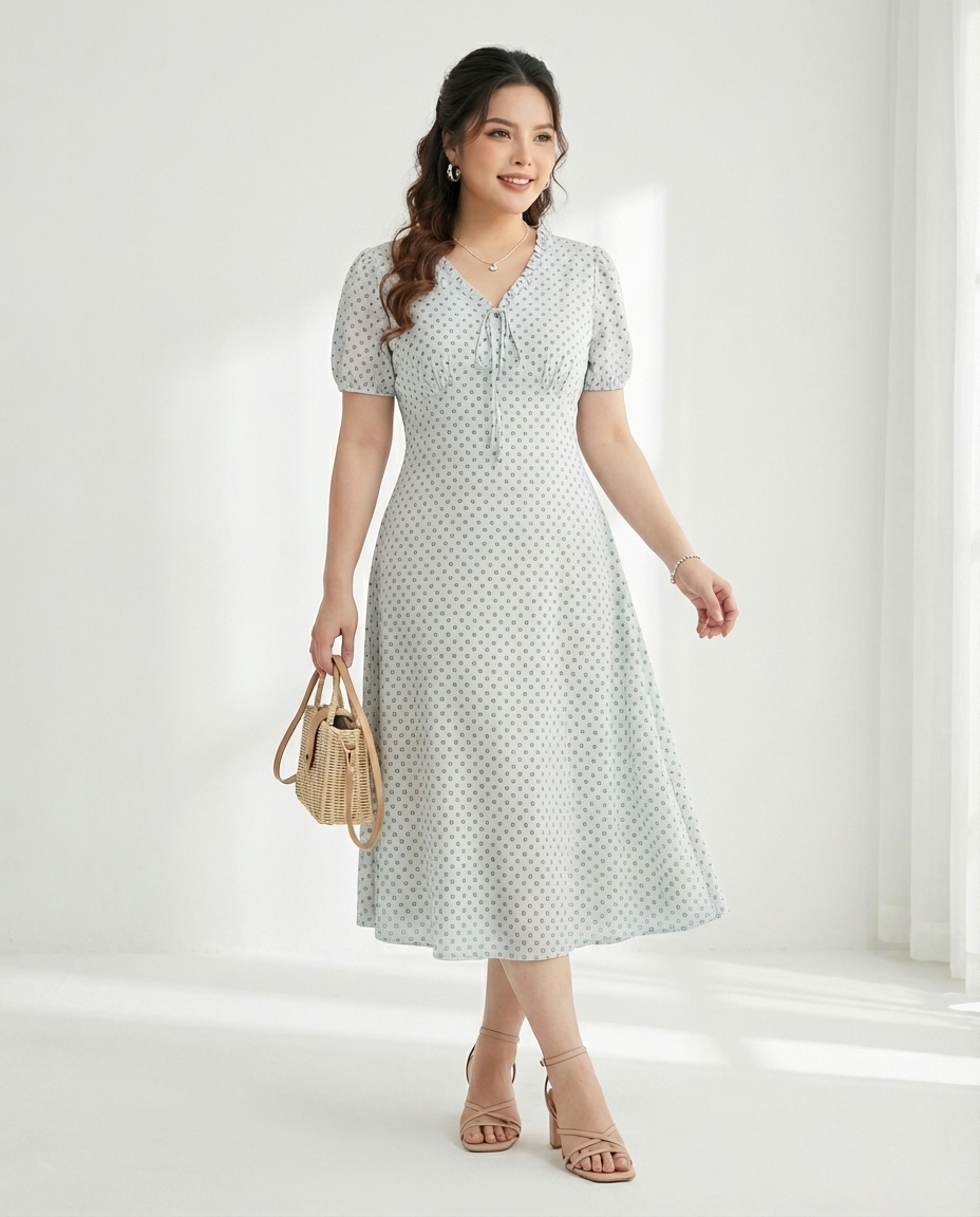 BIGSIZE NỮ- Đầm dáng dài hoa nhí V-DA205