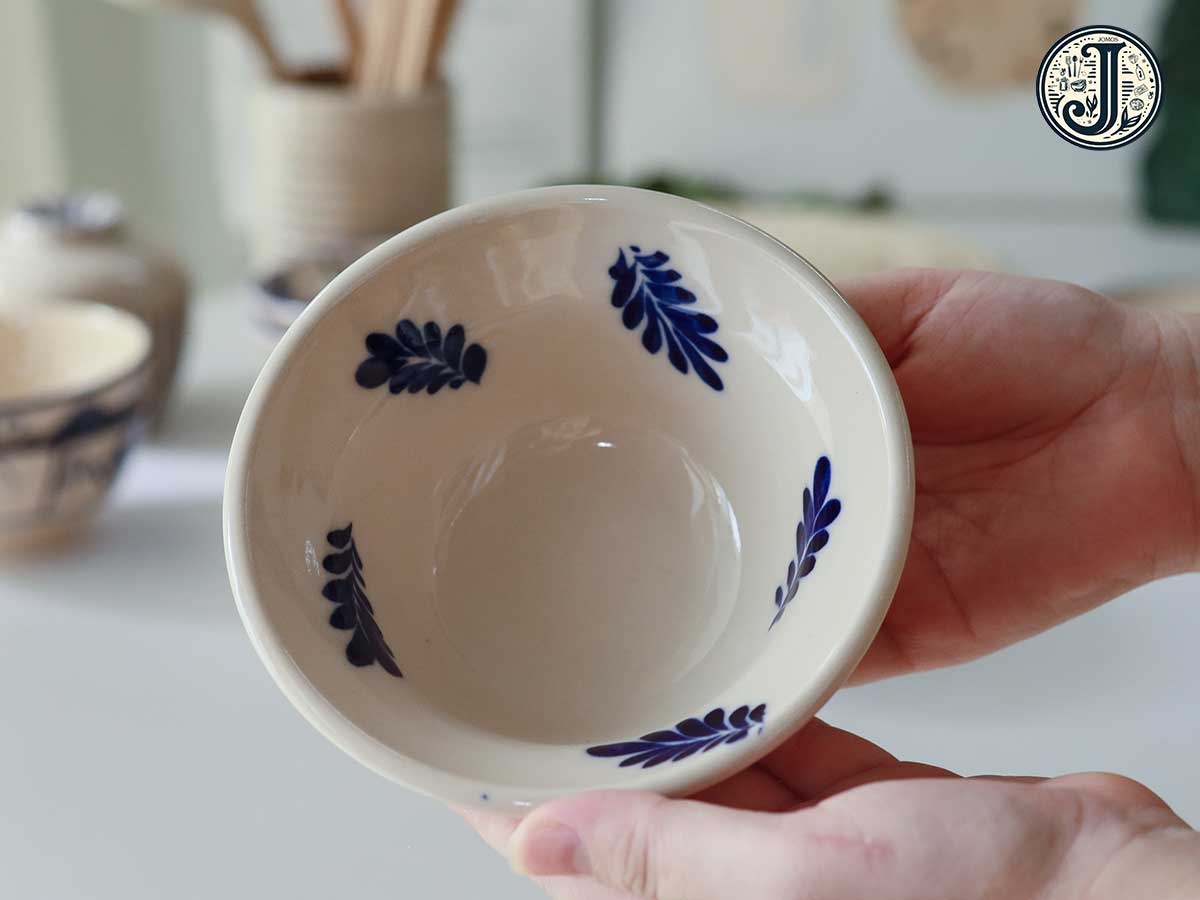 Chén chiết yêu 13cm gốm cao cấp họa tiết lá  J000244_thumbnail_1