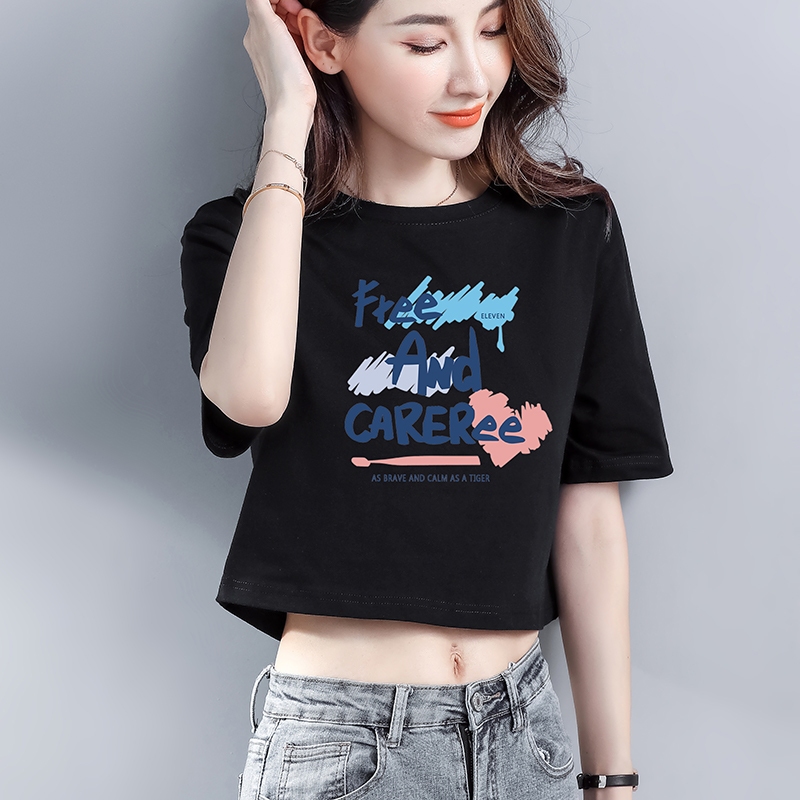 [Form Rộng] Áo croptop nữ form rộng đen trắng in hình thời trang - áo laptop dáng rộng chất liệu cotton LOZA G0127