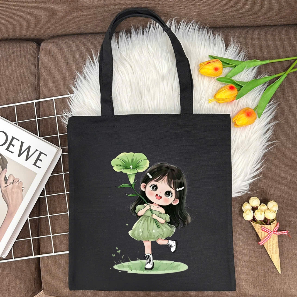 Túi tote vải canvas hình cô gái hottrend, đeo vai, có khoá kéo và ngăn phụ WE TEE - WTU04_thumbnail_16