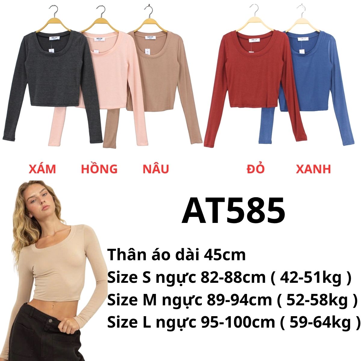 AT585 Áo thun dài tay crop