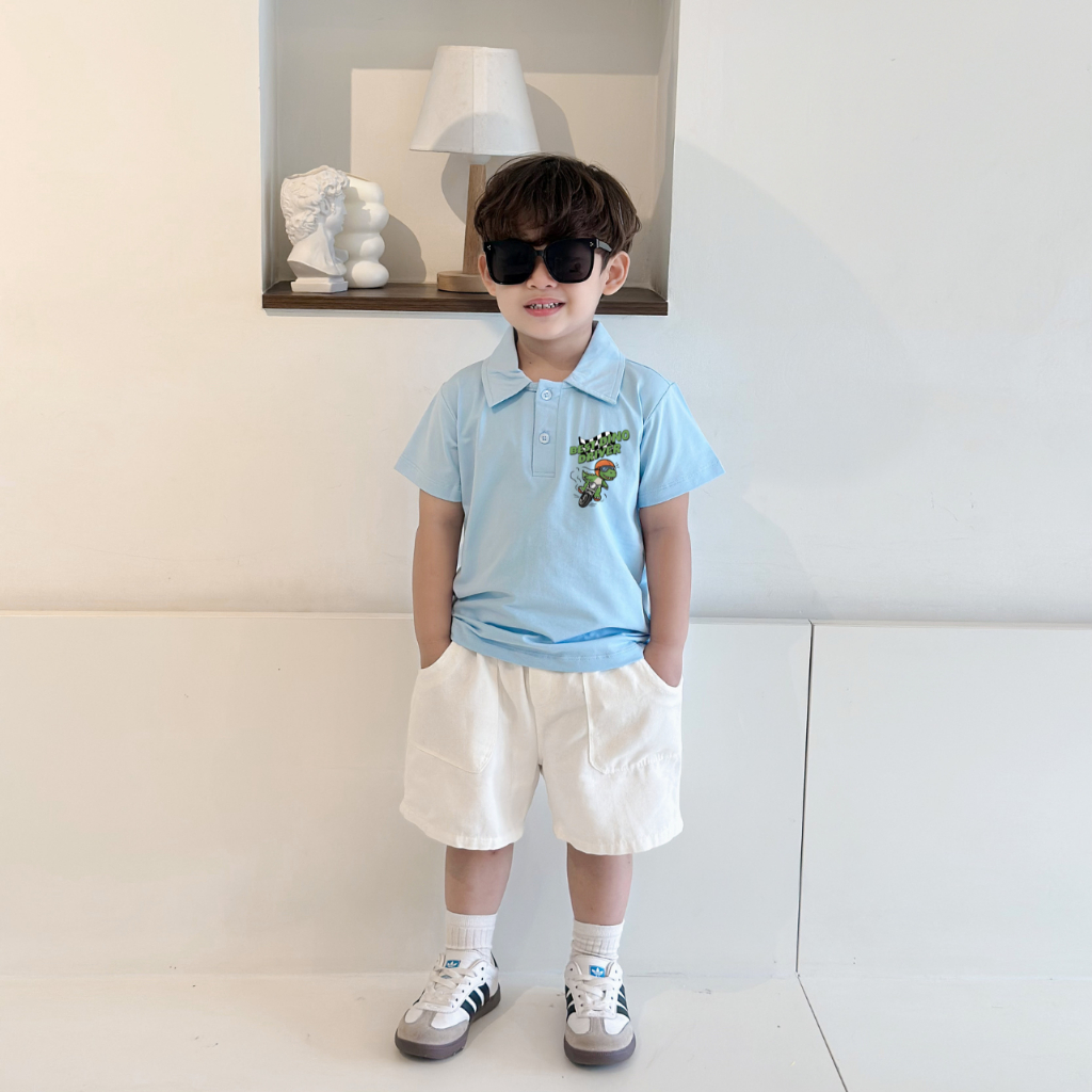 Áo polo bé trai in hình khủng long nhiều màu chất cotton 4 chiều  - Áo thun có cổ cho bé Loza Kids PL3236_thumbnail_3