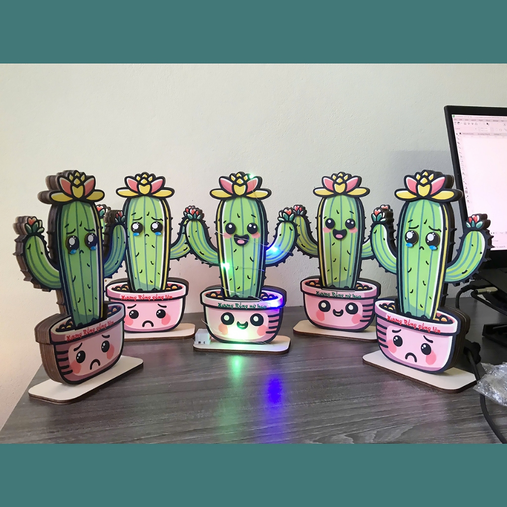 Xương Rồng Gỗ Bất Tử - 2 Mặt Cảm Xúc Buồn Vui, Decor Bàn Học & Bàn Làm Việc_thumbnail_1