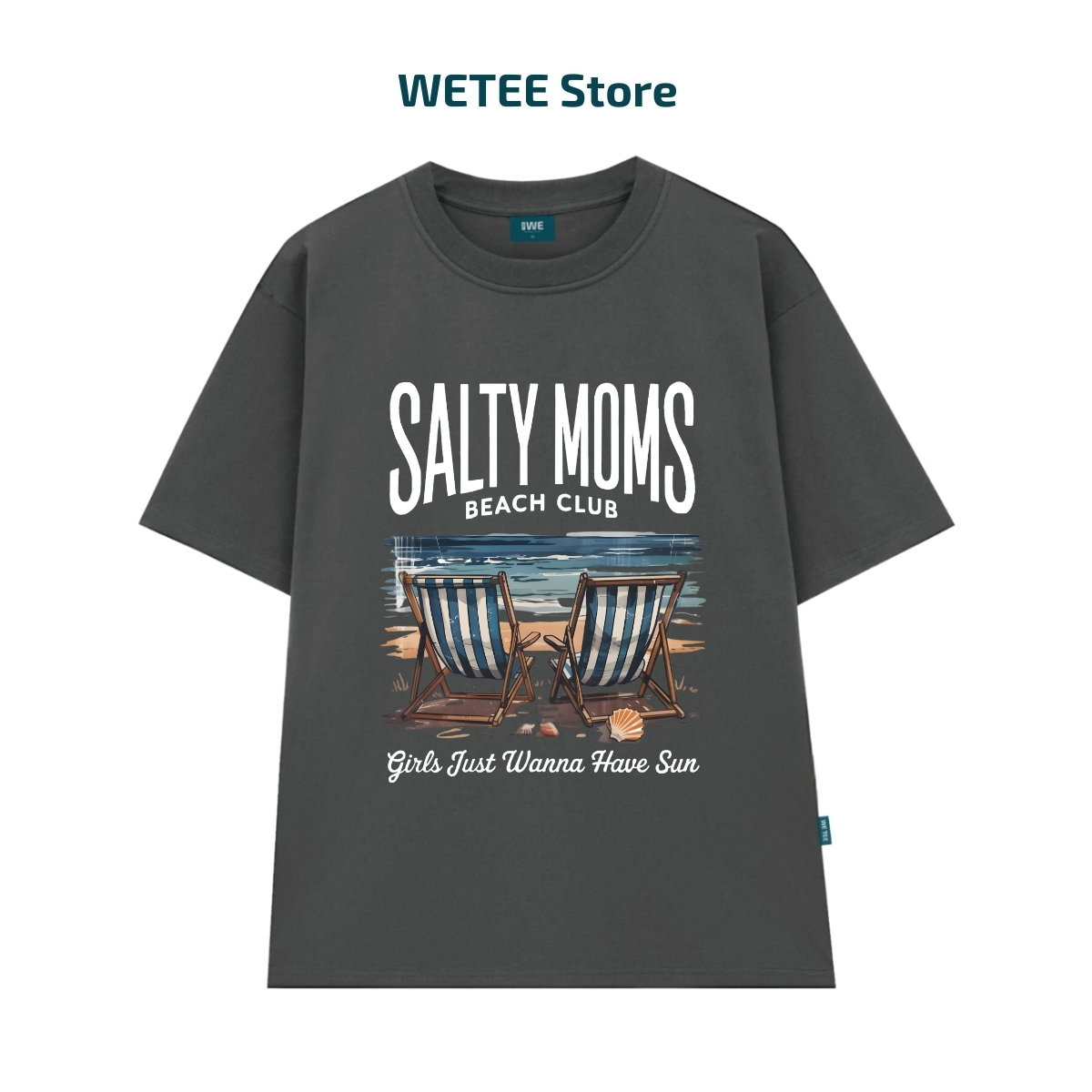 Áo thun unisex UX30-1178 chữ SALTY MOMS ghế trên biển  dáng oversized local brand WETEE_thumbnail_7