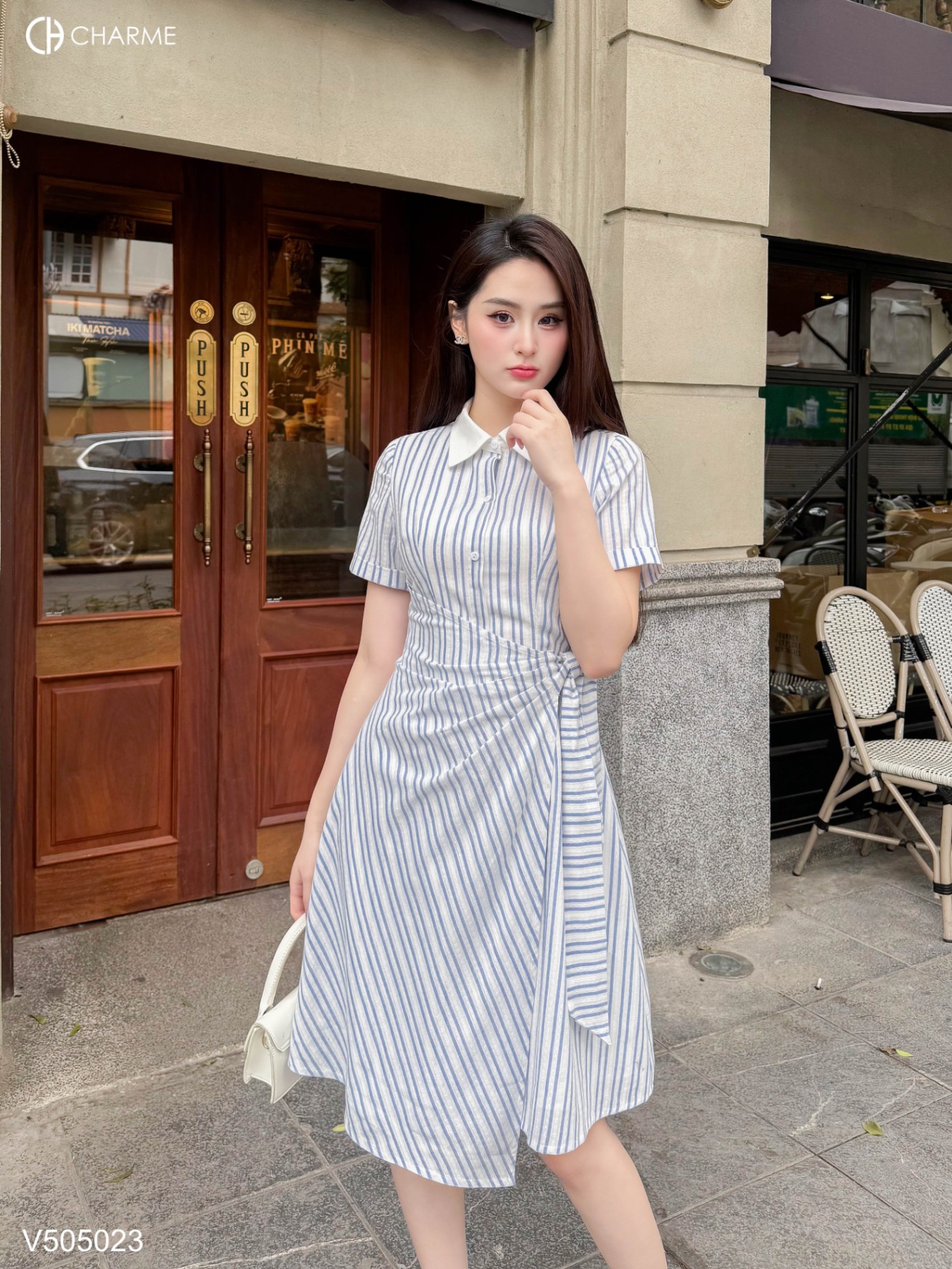 Váy sơ mi cổ đức thắt nơ eo_thumbnail_4