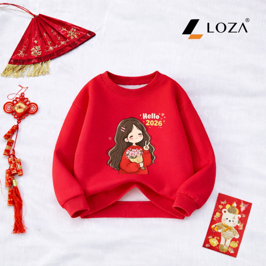 [BST Tết 2026] Áo nỉ sweater bé gái hình cô gái Chúc Tết - Loza Kids IN030_thumbnail_10