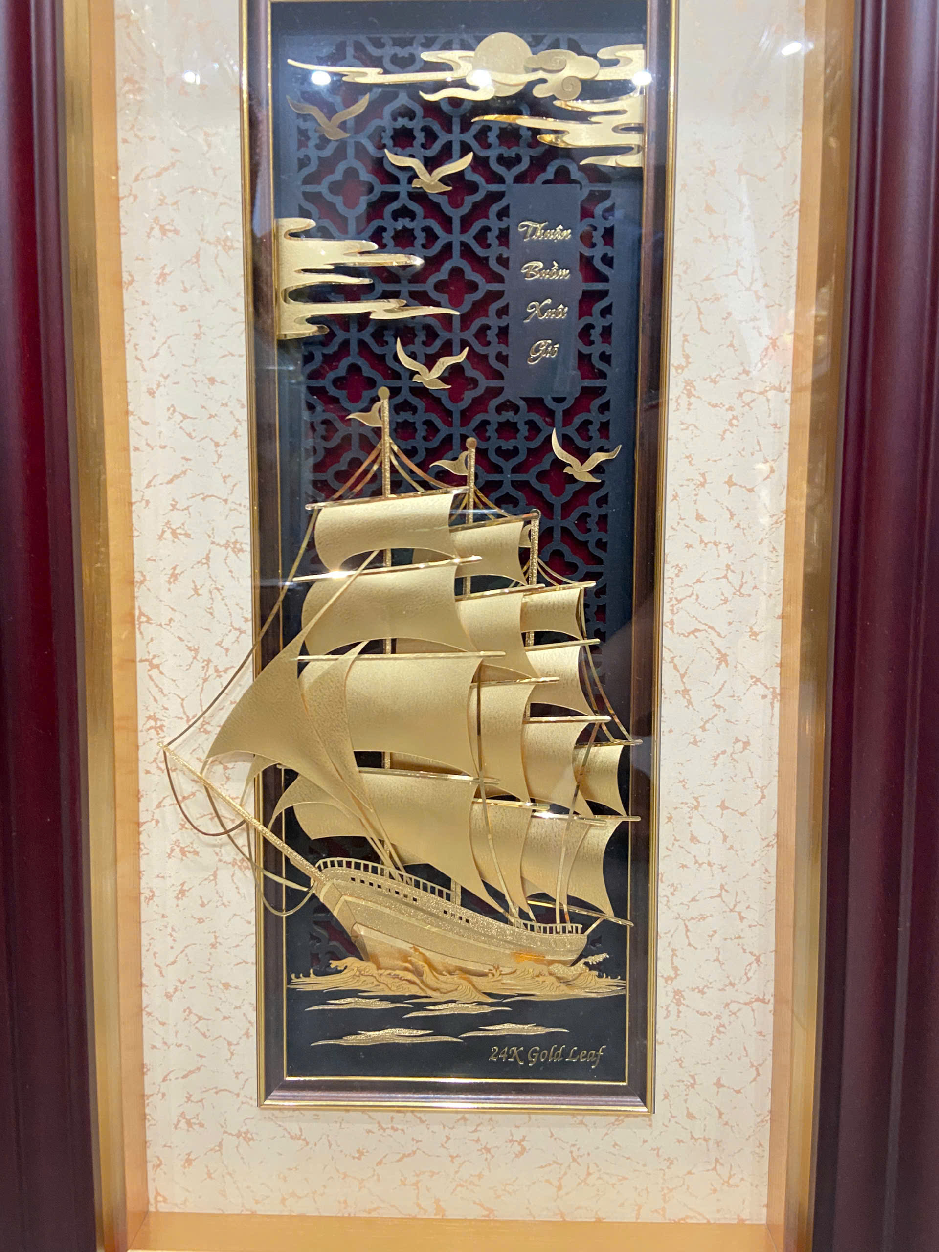 Tranh thuyền thuân buồm xuôi gió dát vàng 24k KT 54X 31CM _thumbnail_1