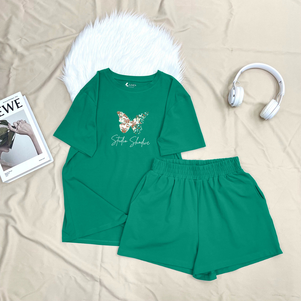 [Form Rộng] Bộ đồ nữ gồm áo thun + quần đùi mặc nhà/đi chơi - LOZA G0076_thumbnail_1