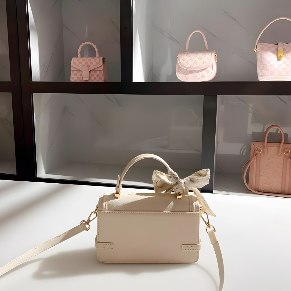 Túi xách nữ UHE_2518 BELLE – da mềm thêu hoa, kèm khăn lụa_thumbnail_3