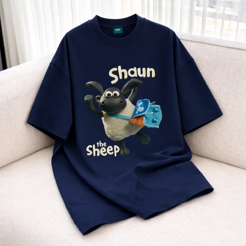 Áo thun unisex UX30-1187 SHAUN THE SHEEP hình cừu đen đeo cặp dáng oversized local brand WETEE_thumbnail_6