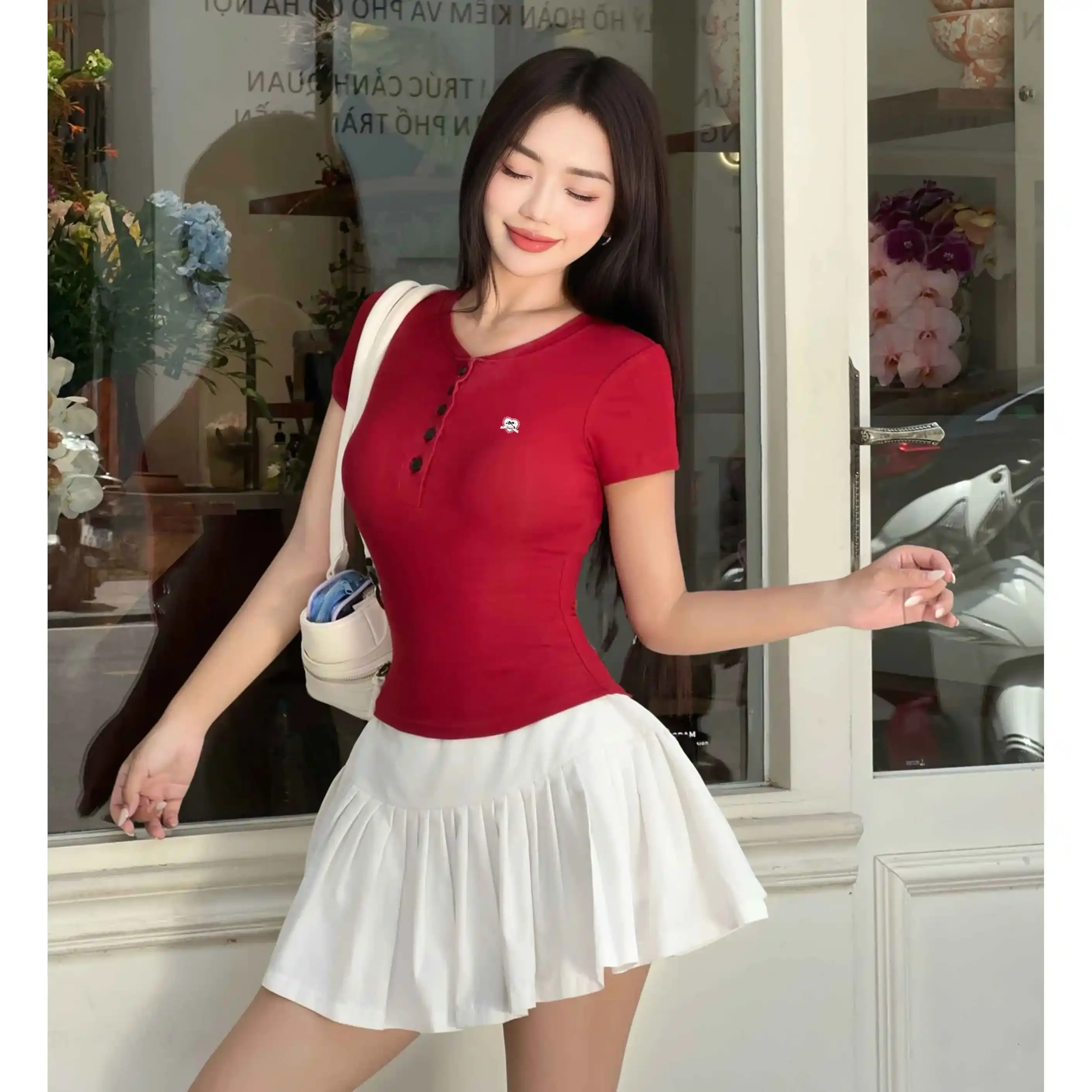 Áo thun ôm body cổ nút Miucho vải visco mềm mại thoáng mát chuẩn form in artwork 2709_thumbnail_3