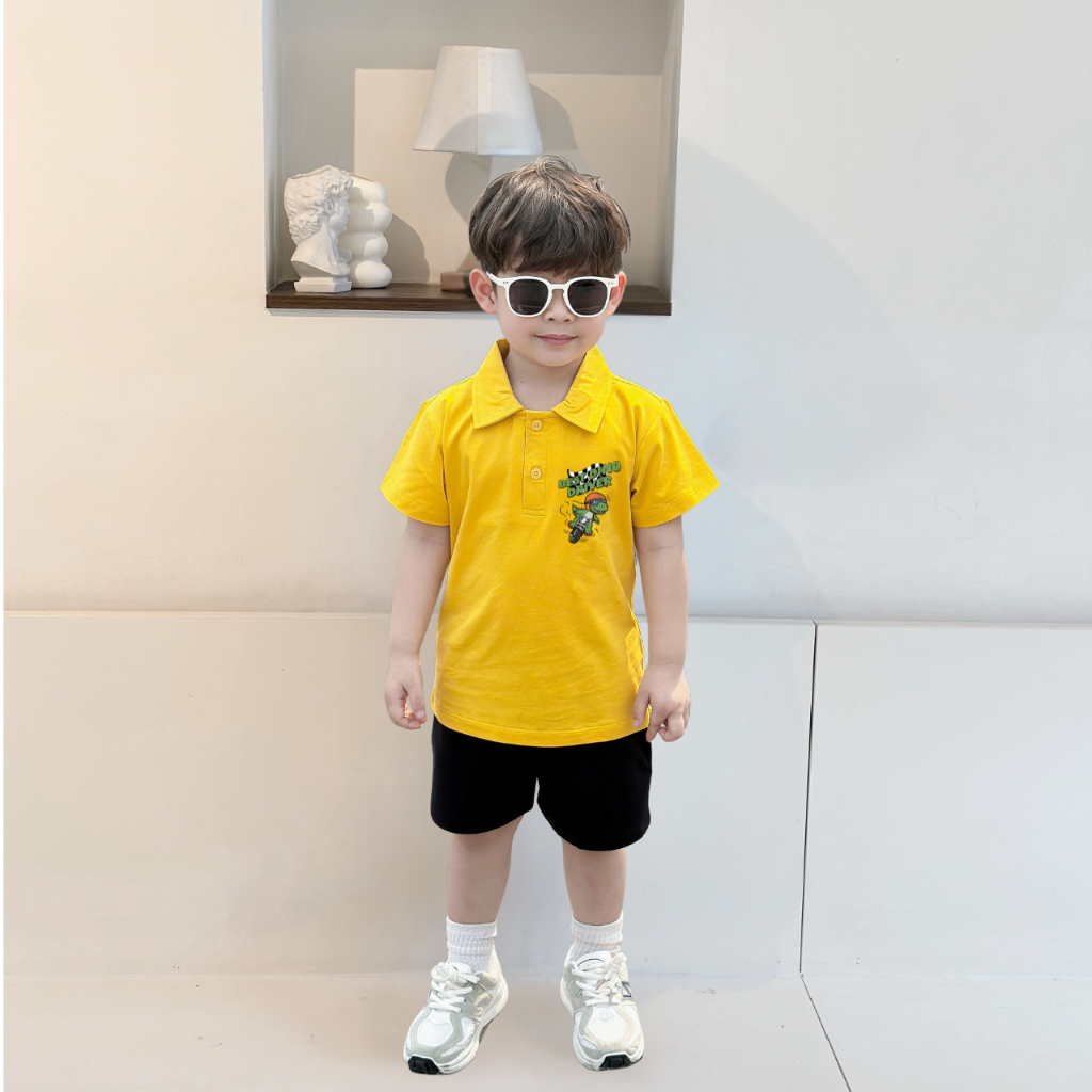 Áo polo bé trai in hình khủng long nhiều màu chất cotton 4 chiều  - Áo thun có cổ cho bé Loza Kids PL3236_thumbnail_6