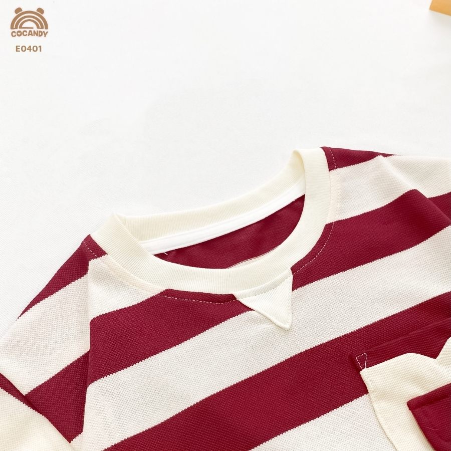 Áo cộc ĐỎ kẻ BE phối nẹp V_thumbnail_4