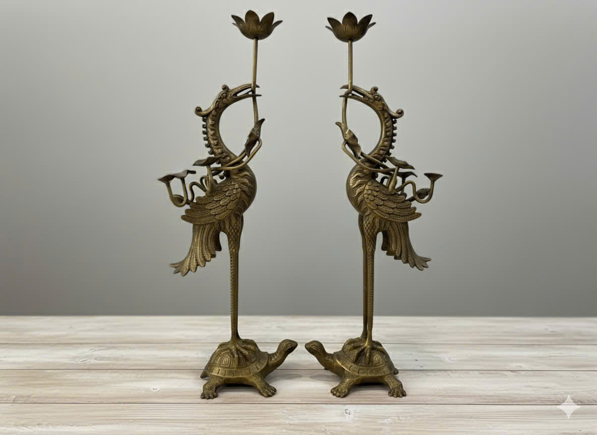 Bộ đỉnh thờ ngũ sự cao 50cm hoa văn sòi hun giả cổ đúc đồng vàng thau nguyên chất_thumbnail_2