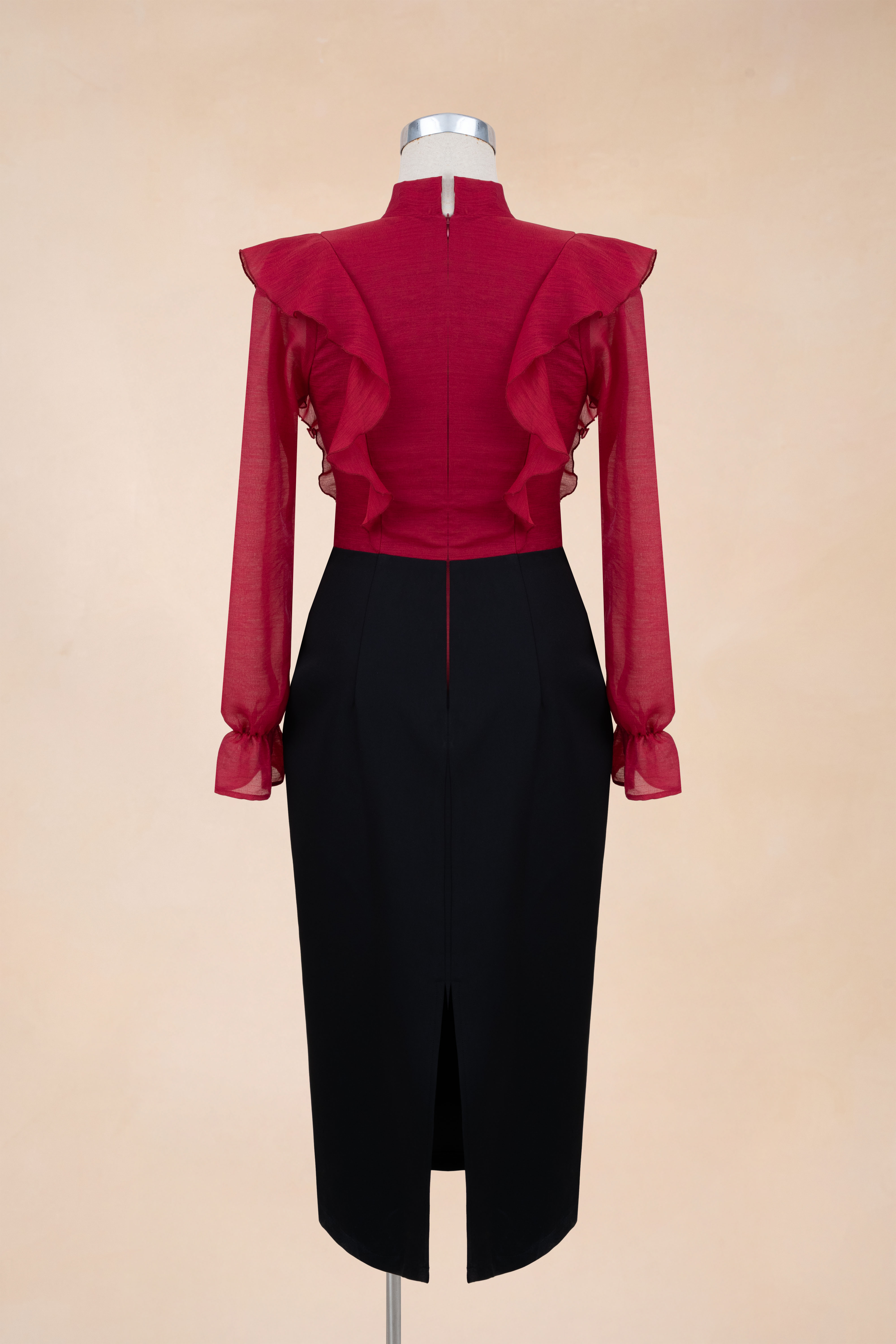 Đầm Bút Chì Phối Nơ Cổ