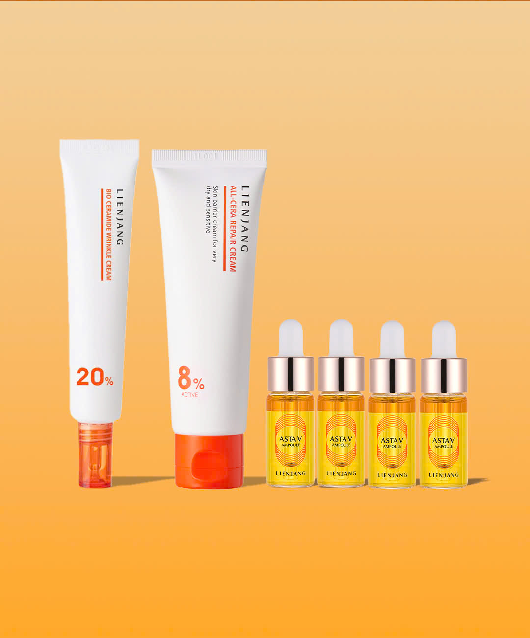 COMBO LIENJANG ALL-CERA REPAIR CREAM & BIO CERAMIDE WRINKLE CREAM & ASTA V AMPOULE PROGRAM - Bộ Kem Dưỡng & Serum - Mờ Nám Giảm Nếp Nhăn Phục Hồi Da - Ceramide, Vitamin C , Astaxanthin - [LJ011]
