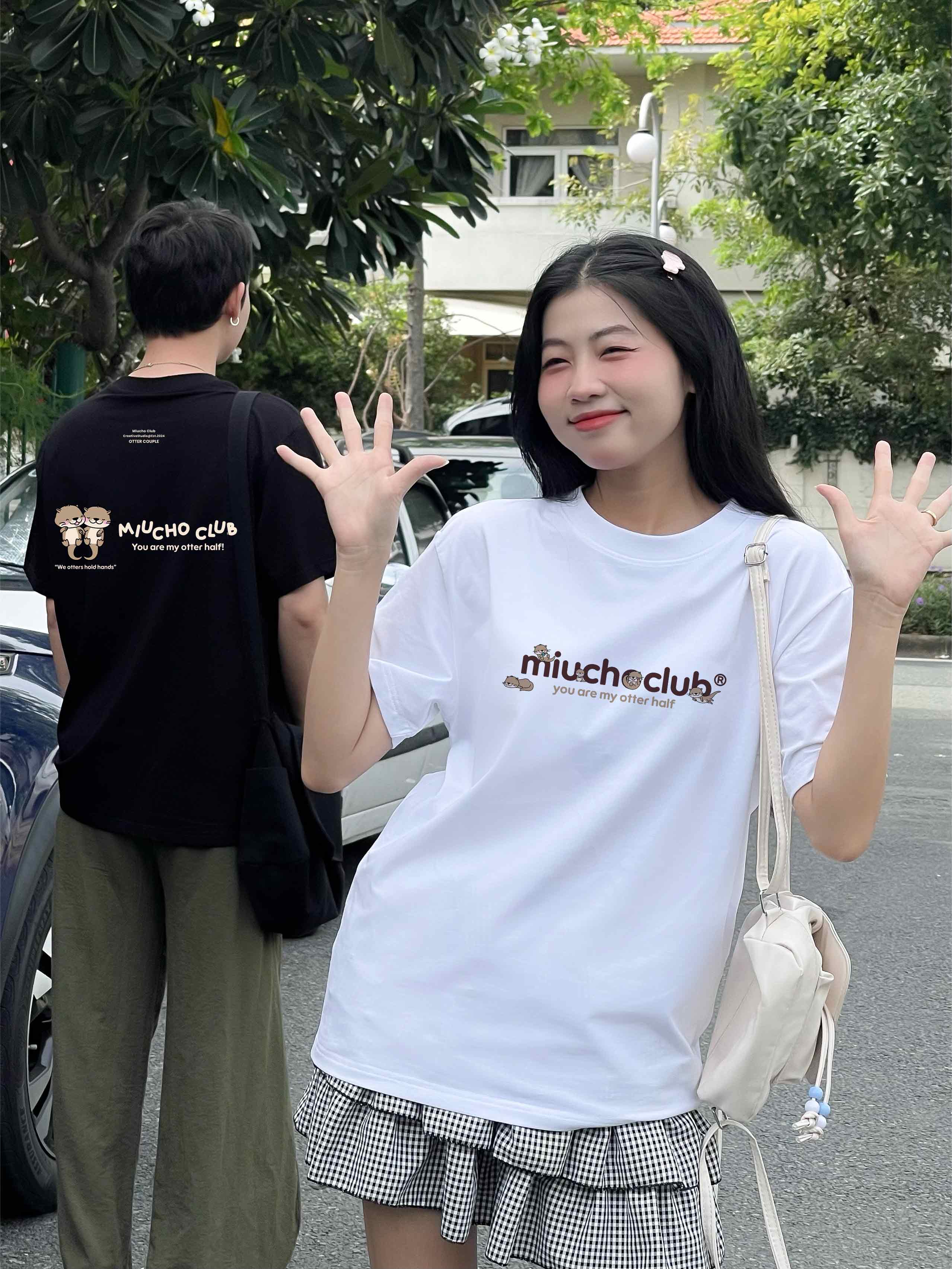 Áo thun cặp nam nữ form rộng 1945 Miucho cổ tròn vải 4c cotton 220gsm thoáng mát in mix_thumbnail_5