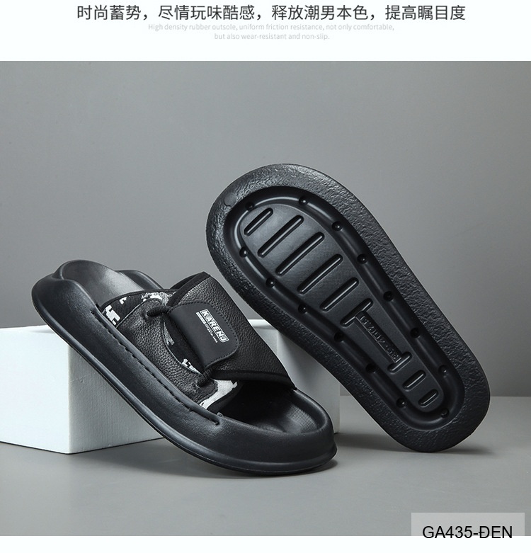 GA435 - Dép nam đế dày thời trang, chất liệu da bò mềm, màu xanh lá và đen_thumbnail_19