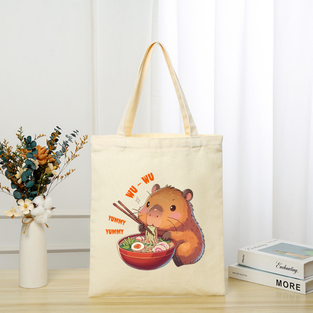 Túi tote vải canvas hình Gấu, Capybara có khoá kéo và ngăn phụ, đi học đi chơi - 𝐖𝐞 𝐓𝐞𝐞 TOTE02_thumbnail_11