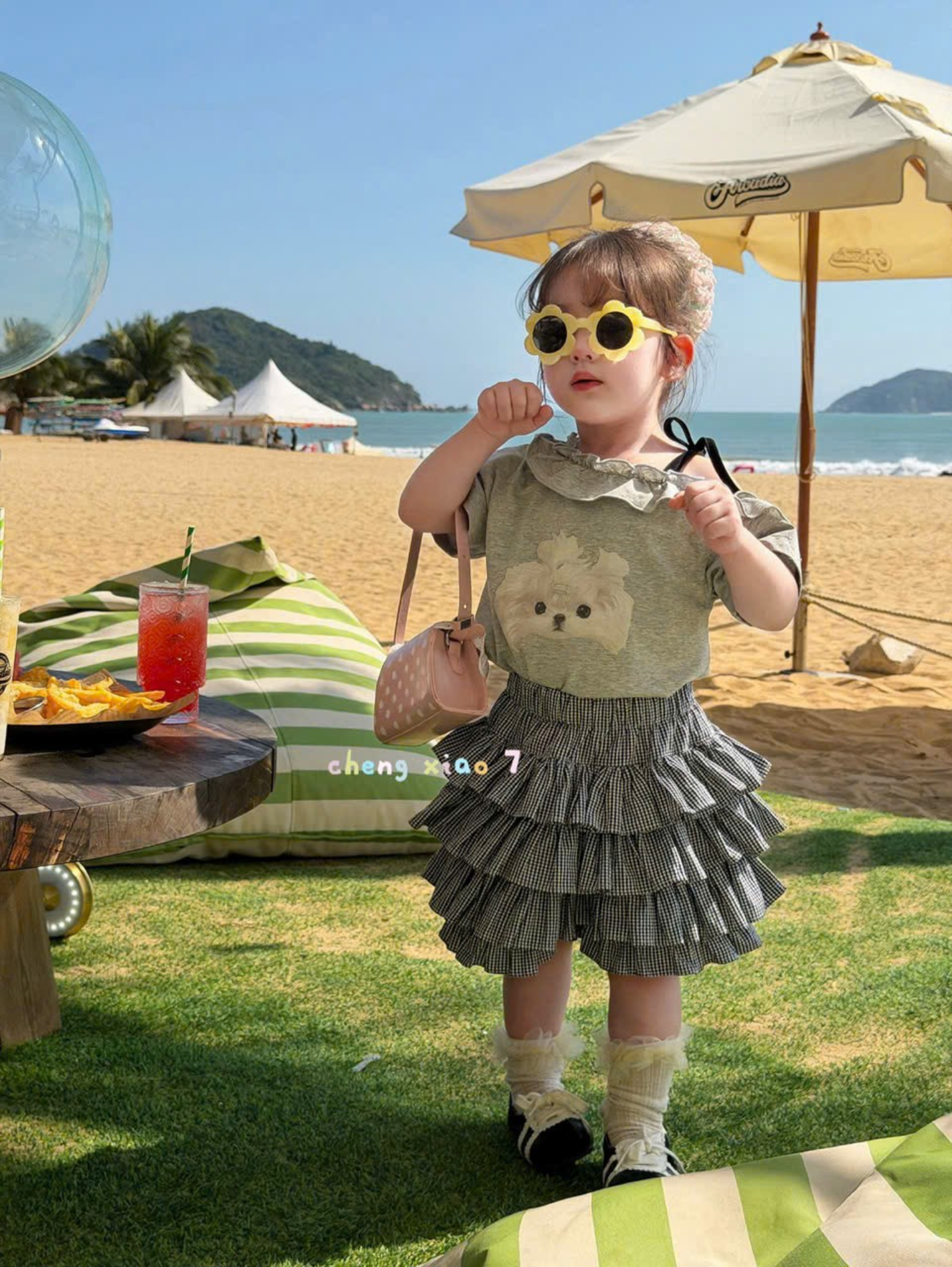 CX97 - Chân váy bé gái tầng bèo caro phong cách dễ thương năng động hãng CX7