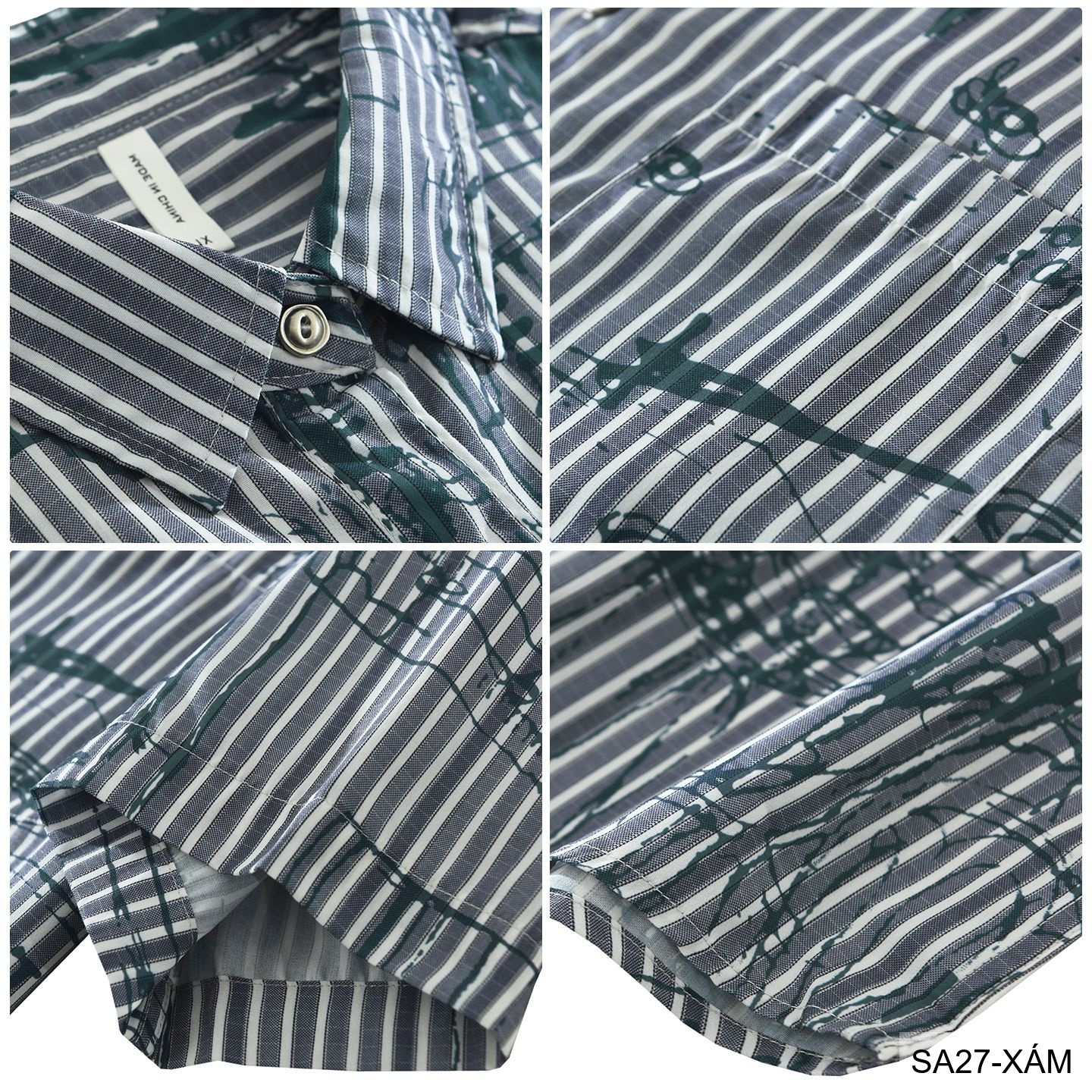 SA27 - Áo sơ mi nam ngắn tay họa tiết sọc và vẽ tay phong cách streetwear, chất liệu polyester mềm mại, form rộng thoải mái_thumbnail_4