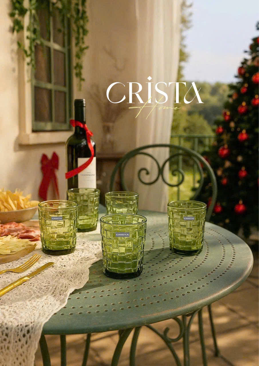 Bộ 6 cốc thủy CRISTA HOME tinh vân caro 280ml