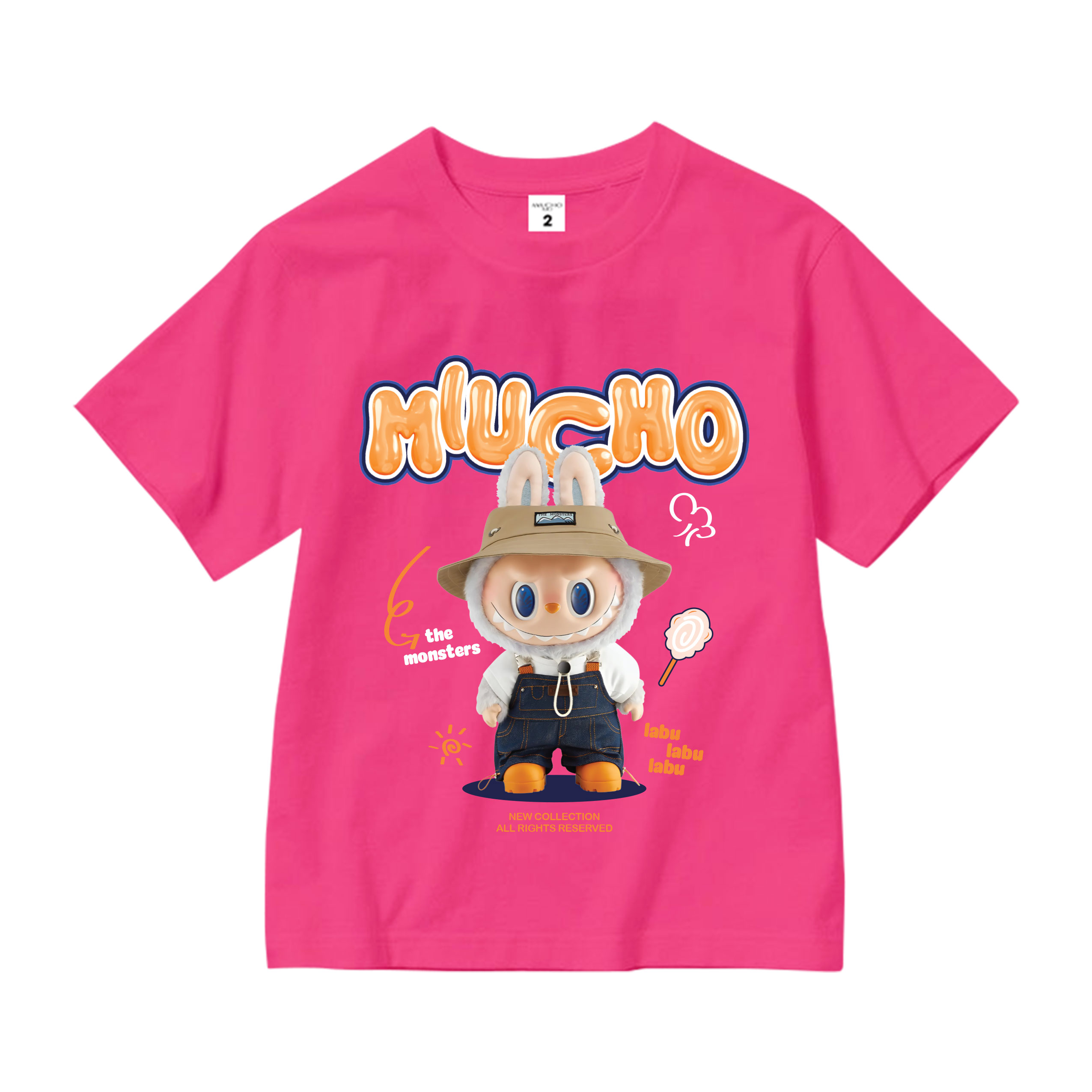 Áo thun bé gái labubu dễ thương nhiều màu sắc AED1463 Miucho Kid vải cotton thoáng mát cổ tròn in graphic_thumbnail_11