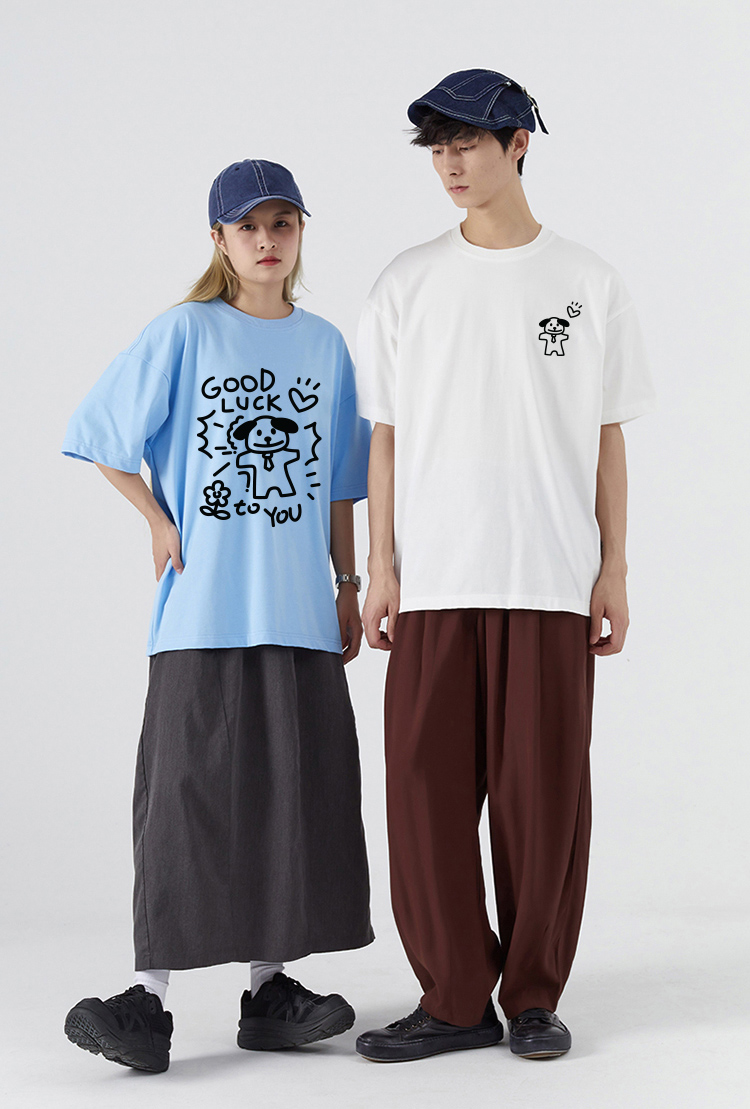 Áo thun cặp đôi couple chú cún đáng yêu from rộng ATD1365 Miucho vải cotton cổ tròn in artwork_thumbnail_3