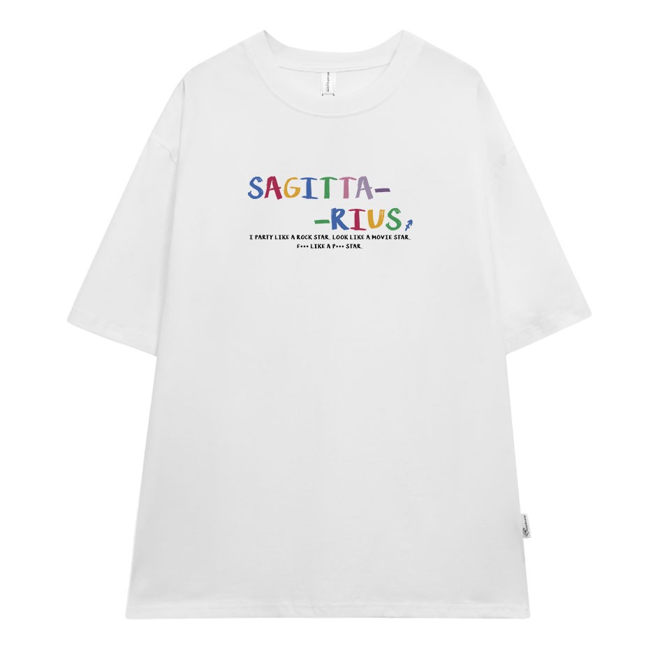 Áo thun nữ form rộng ATD380 cung hoàng đạo Nhân Mã SAGITTARIUS Miucho cotton cổ tròn in typography