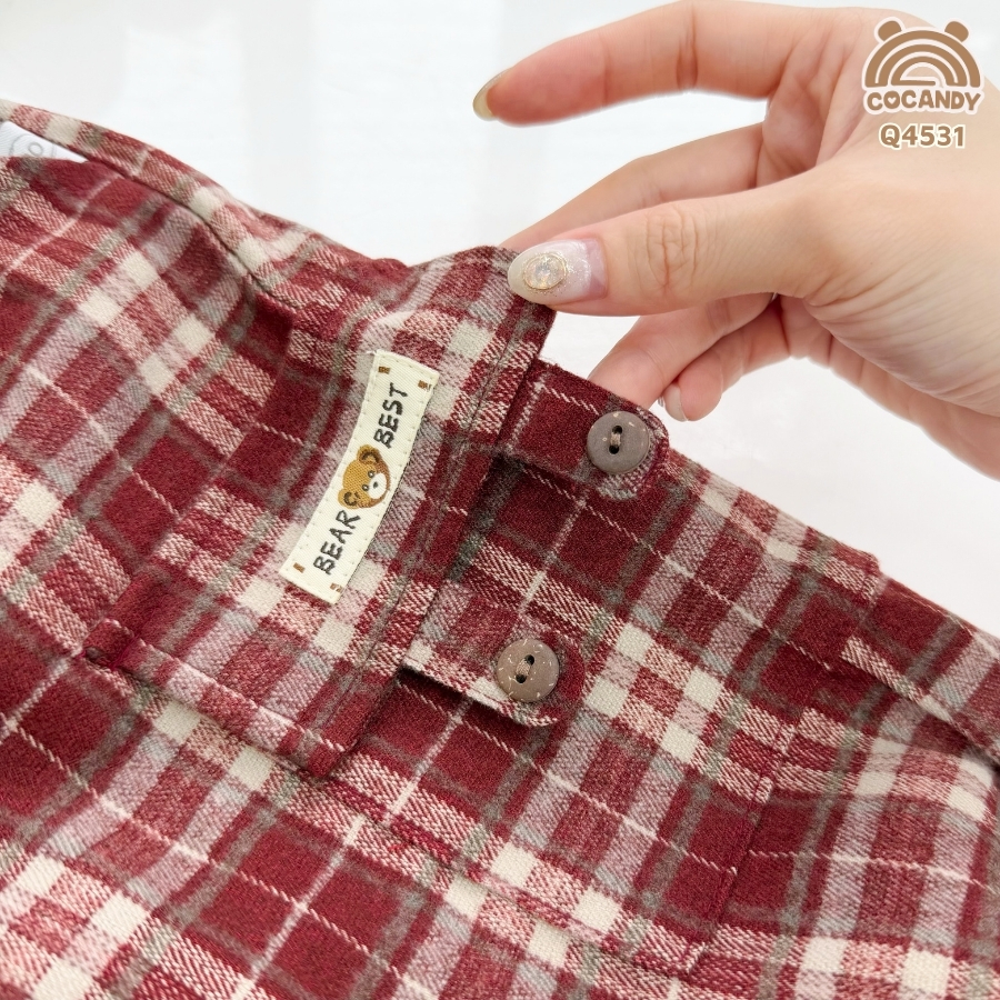 Quần dài caro nhung ĐỎ rút gấu_thumbnail_2