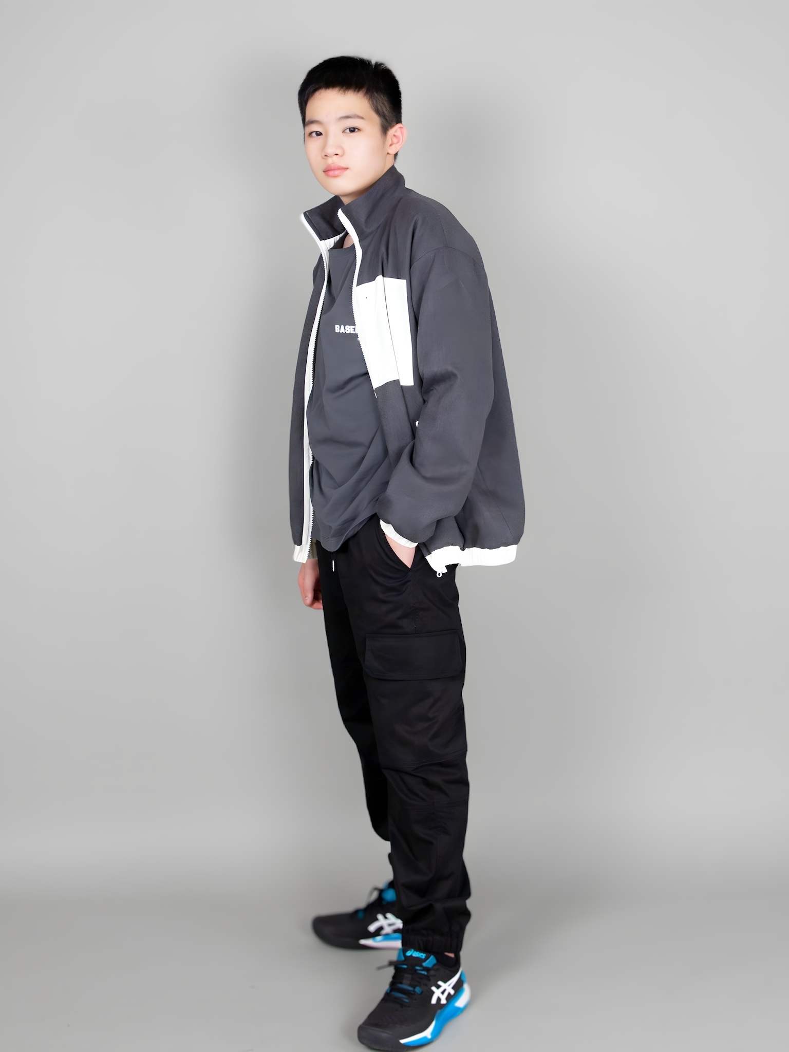 Áo khoác ni bông phối gió trắng túi ngực_thumbnail_2