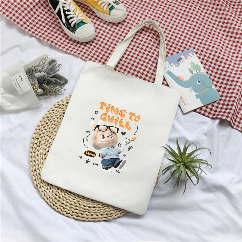 Túi tote in hình LABUBU - Túi vải canvas kích thước 33x37cm đựng vừa A4 và laptop - TOTE06_thumbnail_5