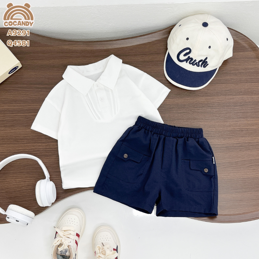 Quần cộc xước XANH can túi ốp kiểu 2 bên