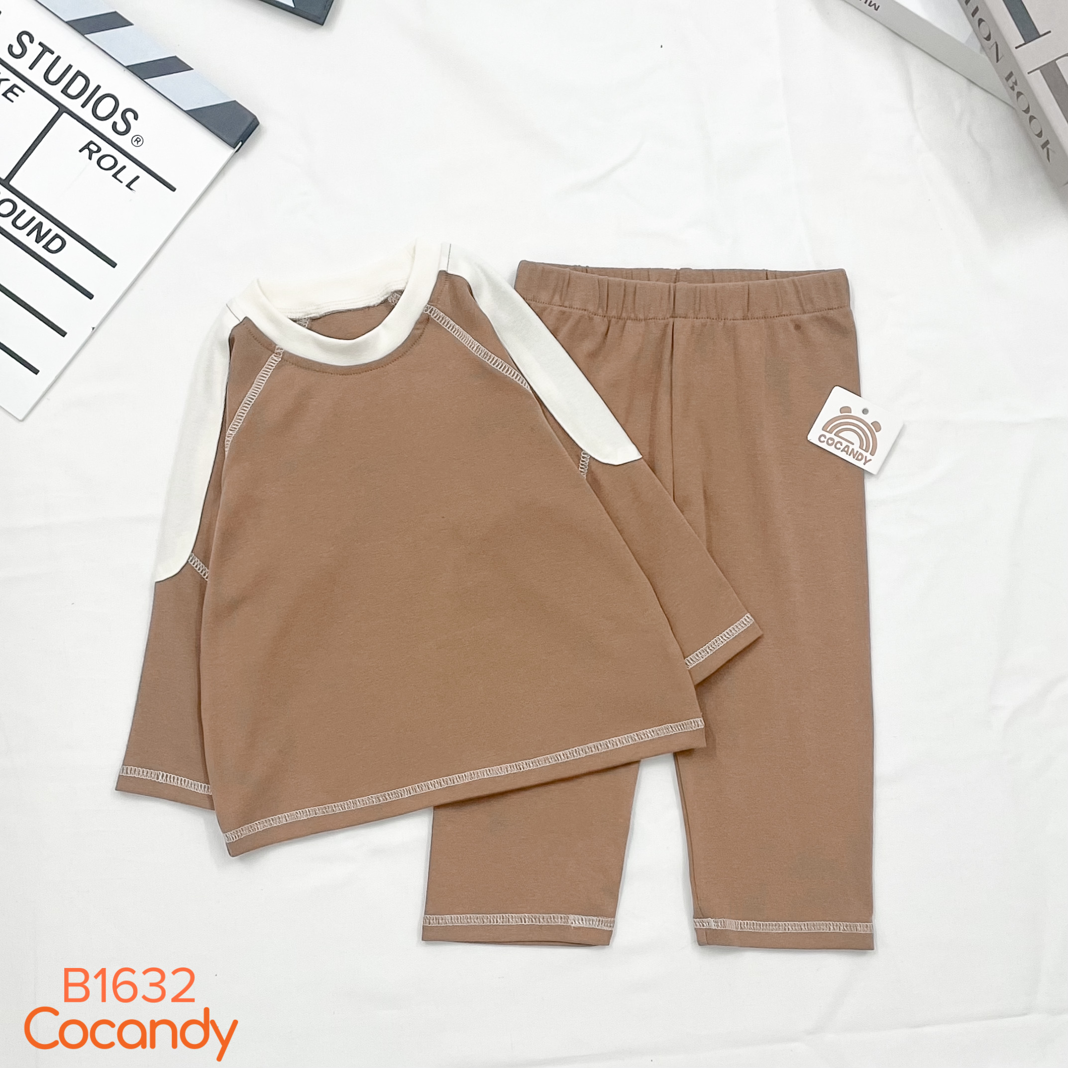 Bộ thun dài NÂU vai phối TRẮNG_thumbnail_0