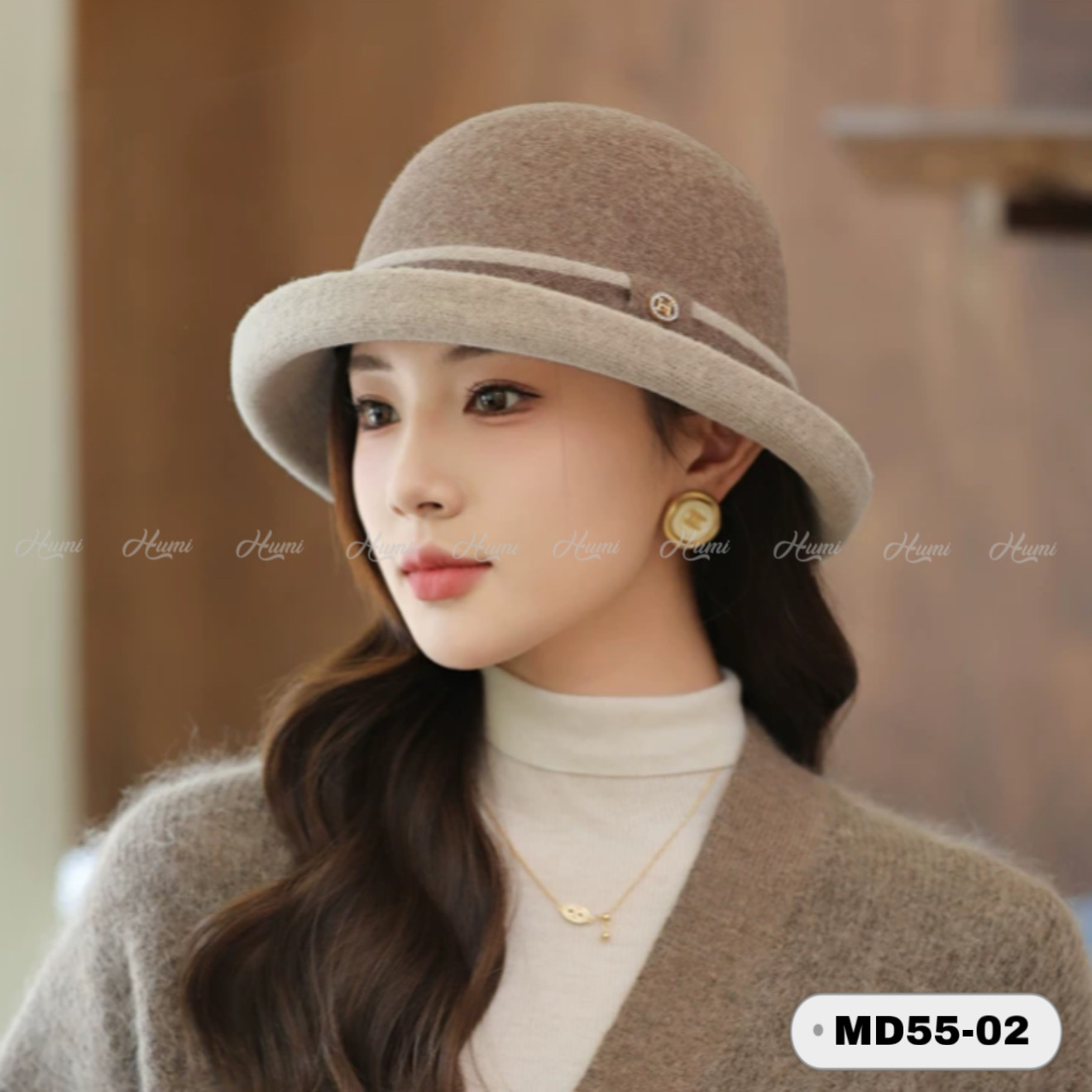 MŨ LEN DỆT CAO CẤP (MD55-02 Nâu đậm)