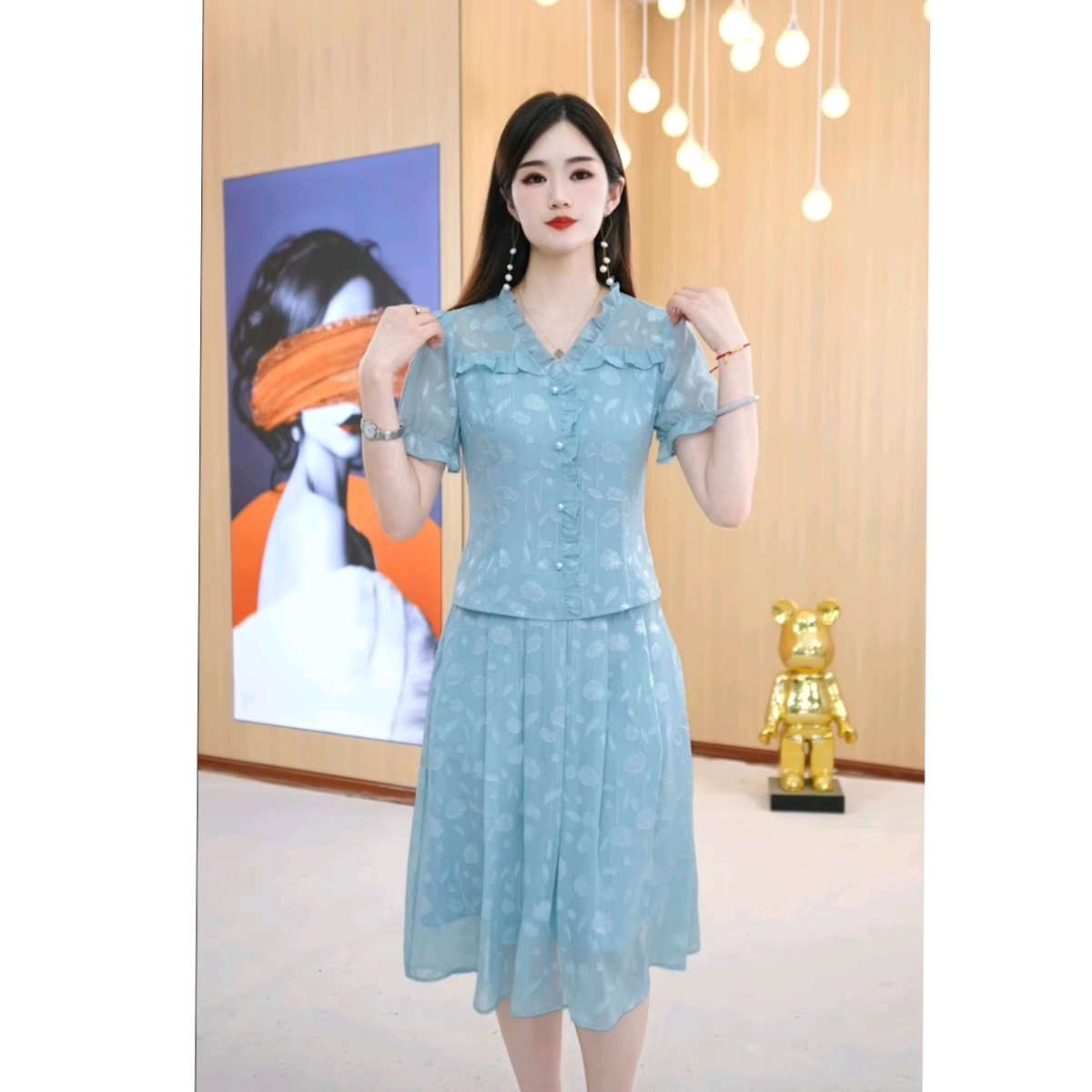 15152-Set áo kèm chân  váy voan màu xanh dương ( voan , lót)_thumbnail_1